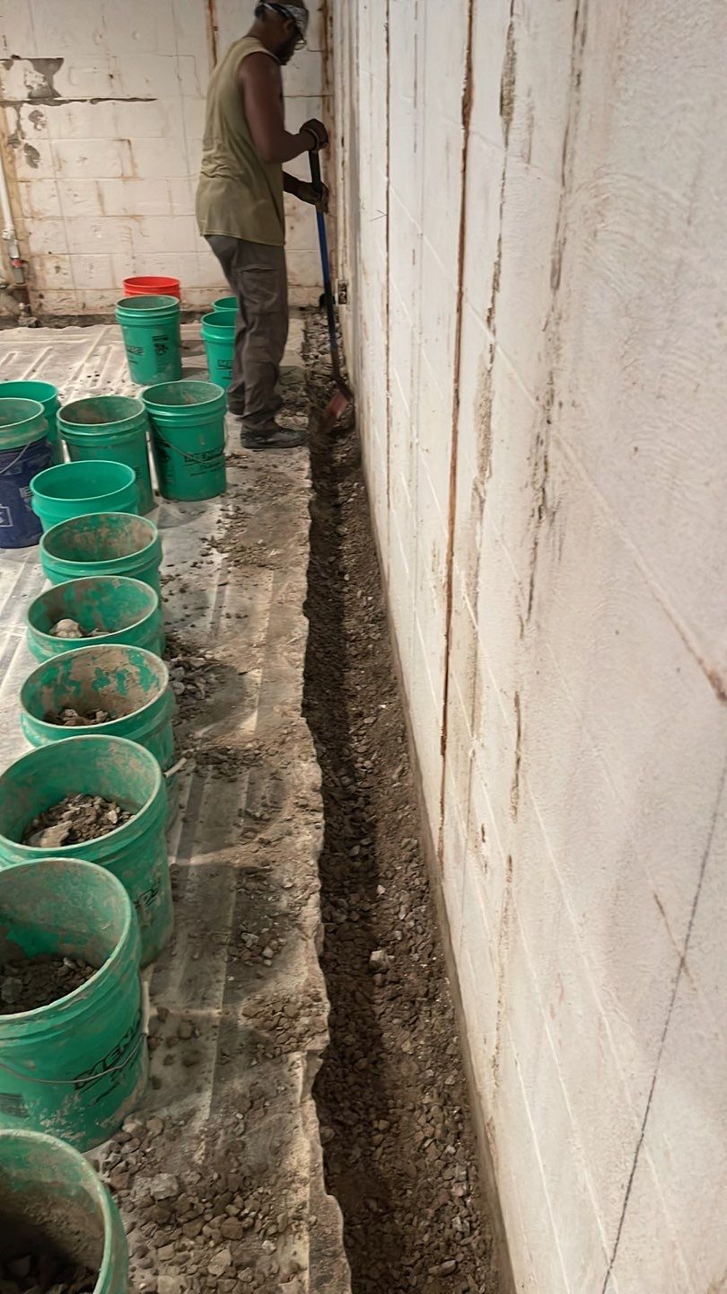 Embedded Fiber Reinforcement and Basement Waterproofing using GrateDrain Waterproofing System by Toledo Basement Repair