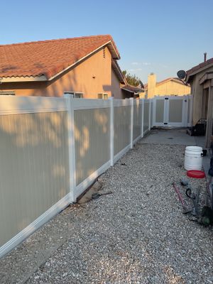 6ft White and Tan Privacy Vinyl 