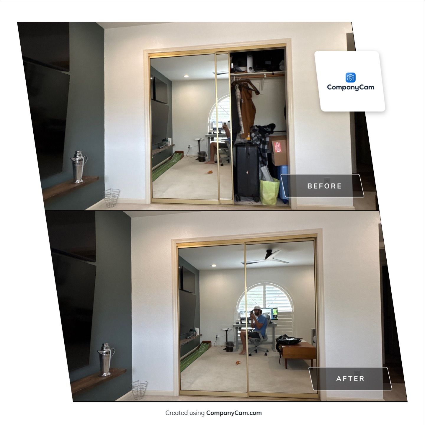 Phoenix Home Office Remodel with Custom Media Wall and Shutters by CompanyCam Sales Demo