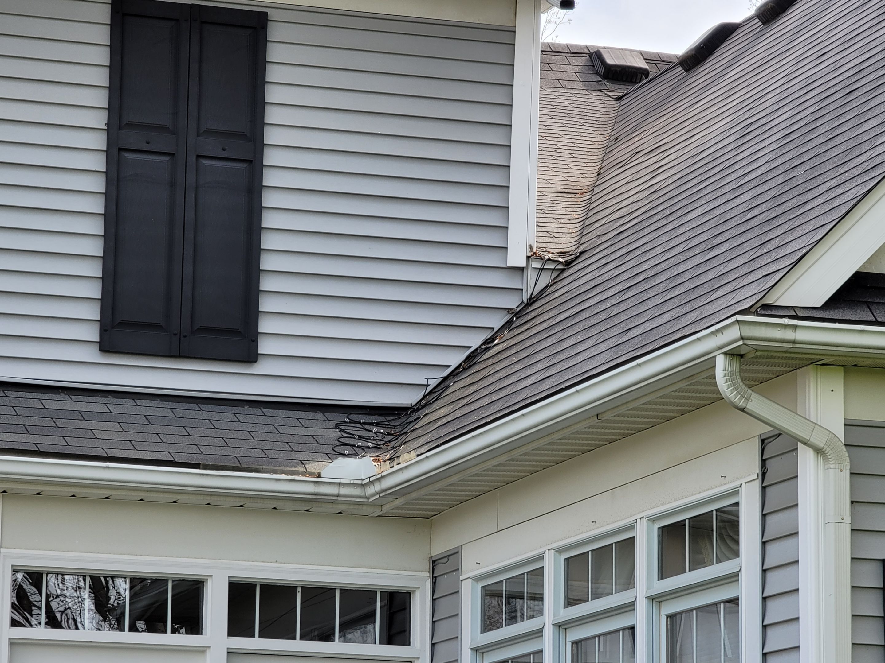 Brand: Atlas Pinnacle Color: Pristine Socthgard Pewter Drip: Black by Eagle Eye Roofing
