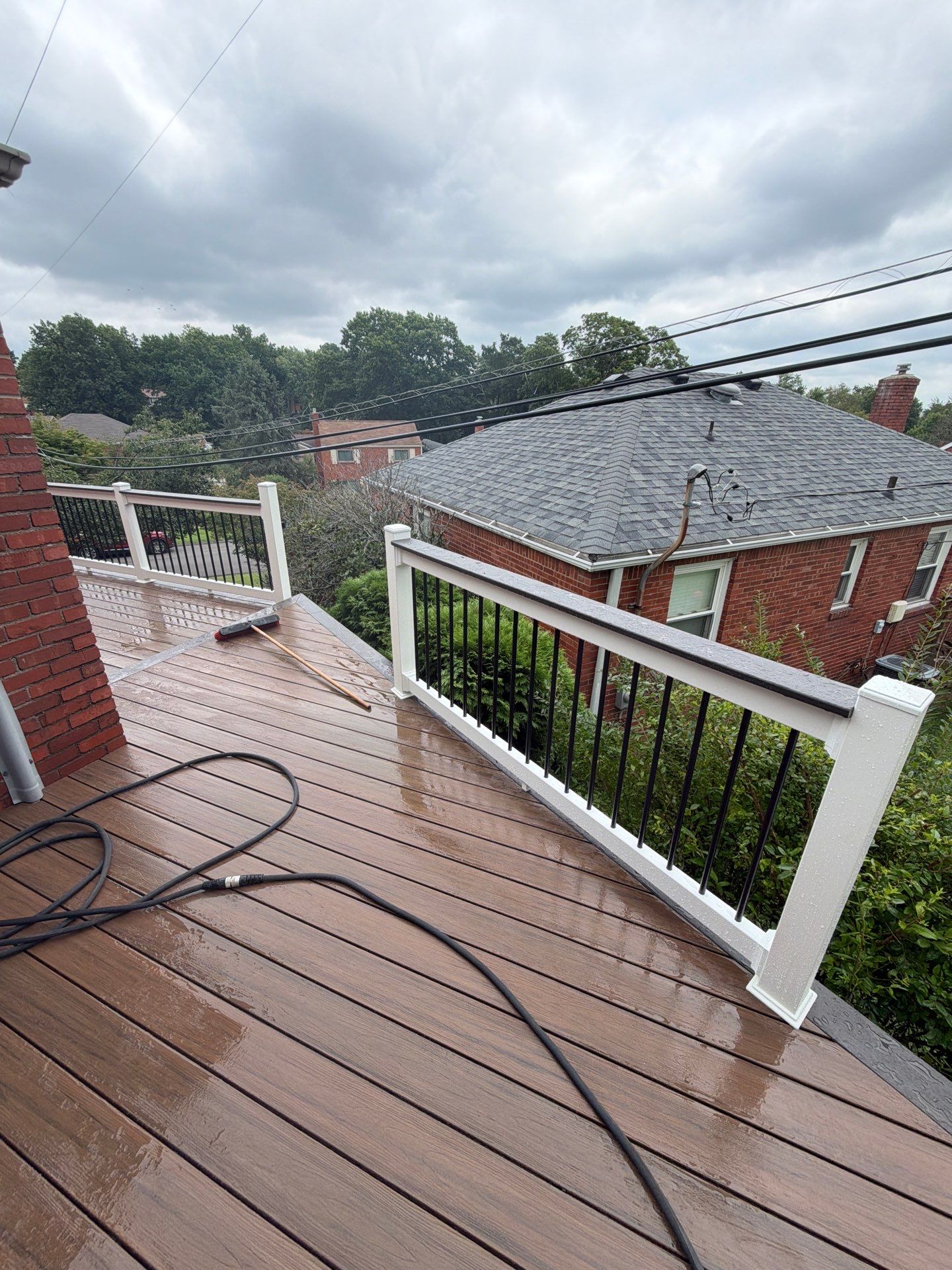 2 tone Composite Re-Deck with Vinyl Railings in Pittsburgh by Cousins Roofing Siding & Decks