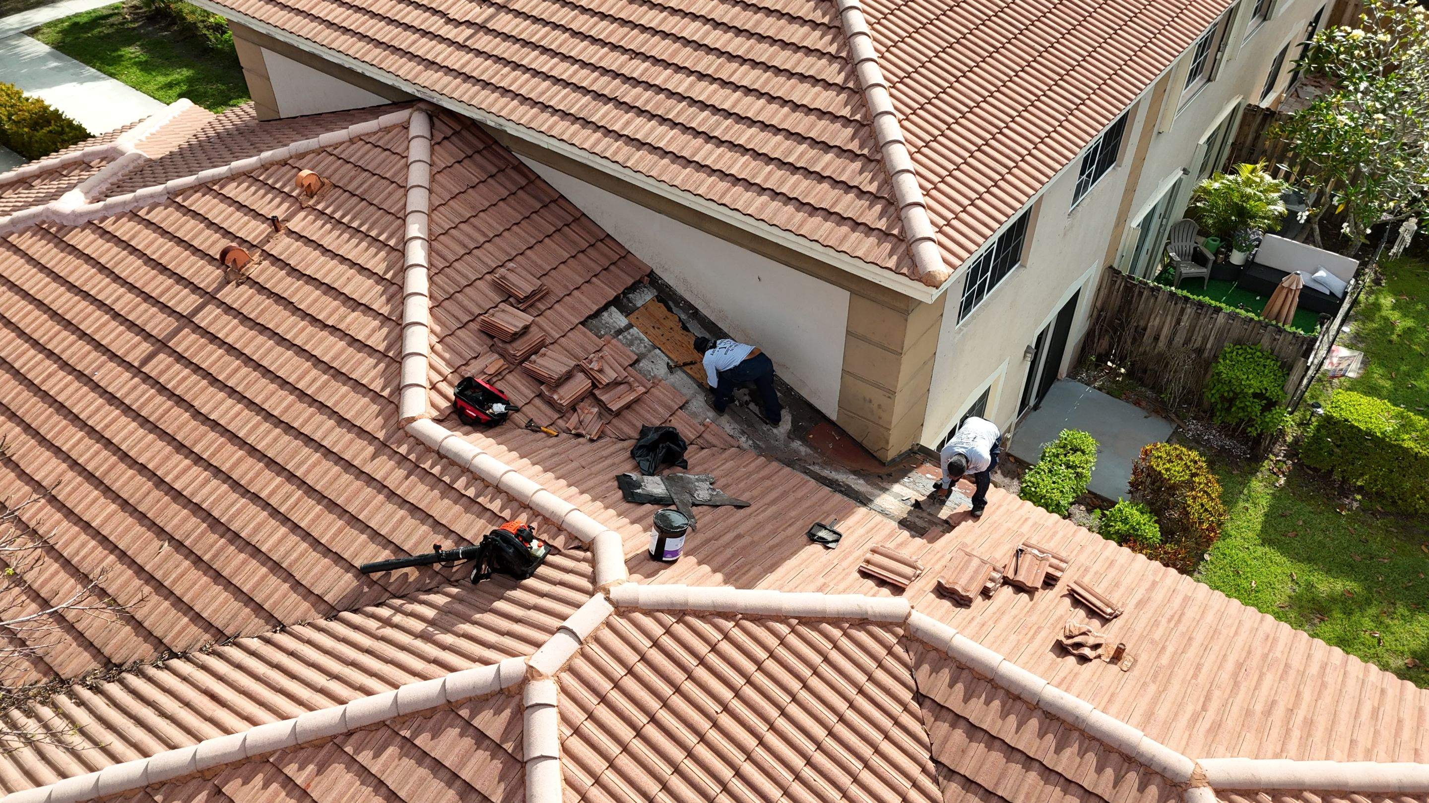 Clay Tile Roof Repair and Plywood Decking Replacement in Boynton Beach by Aastro Roofing