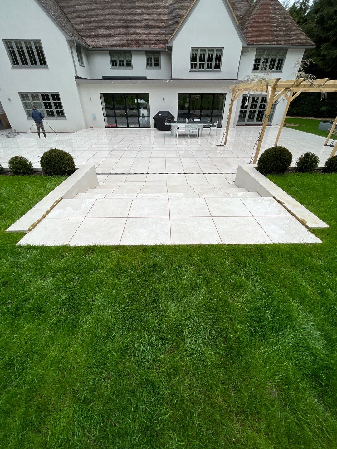 Porcelain Patio Clean using Honda 15lpm Low Pressure Washing Machine by Ges Exterior Cleaning ltd