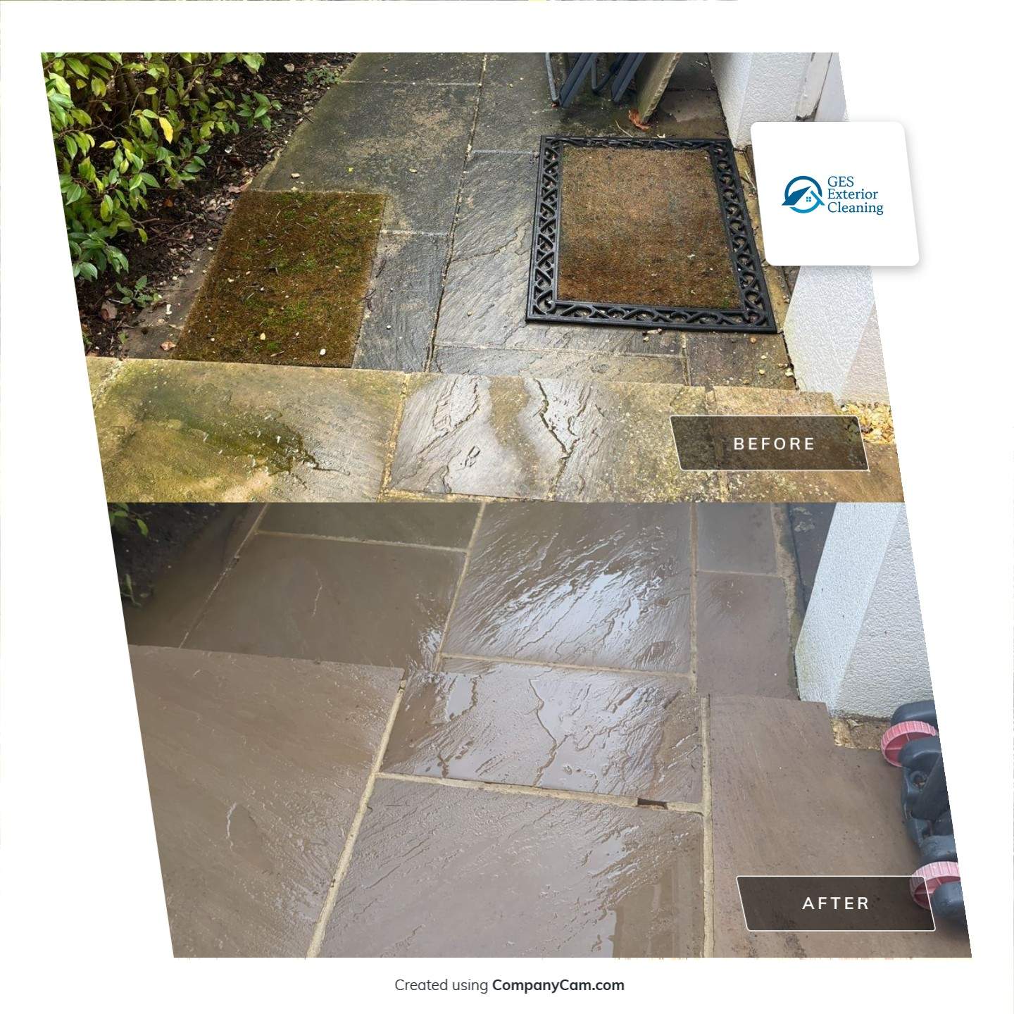 Patio Area Spring Clean using Mosmatic Flat Surface Cleaner by Ges Exterior Cleaning ltd