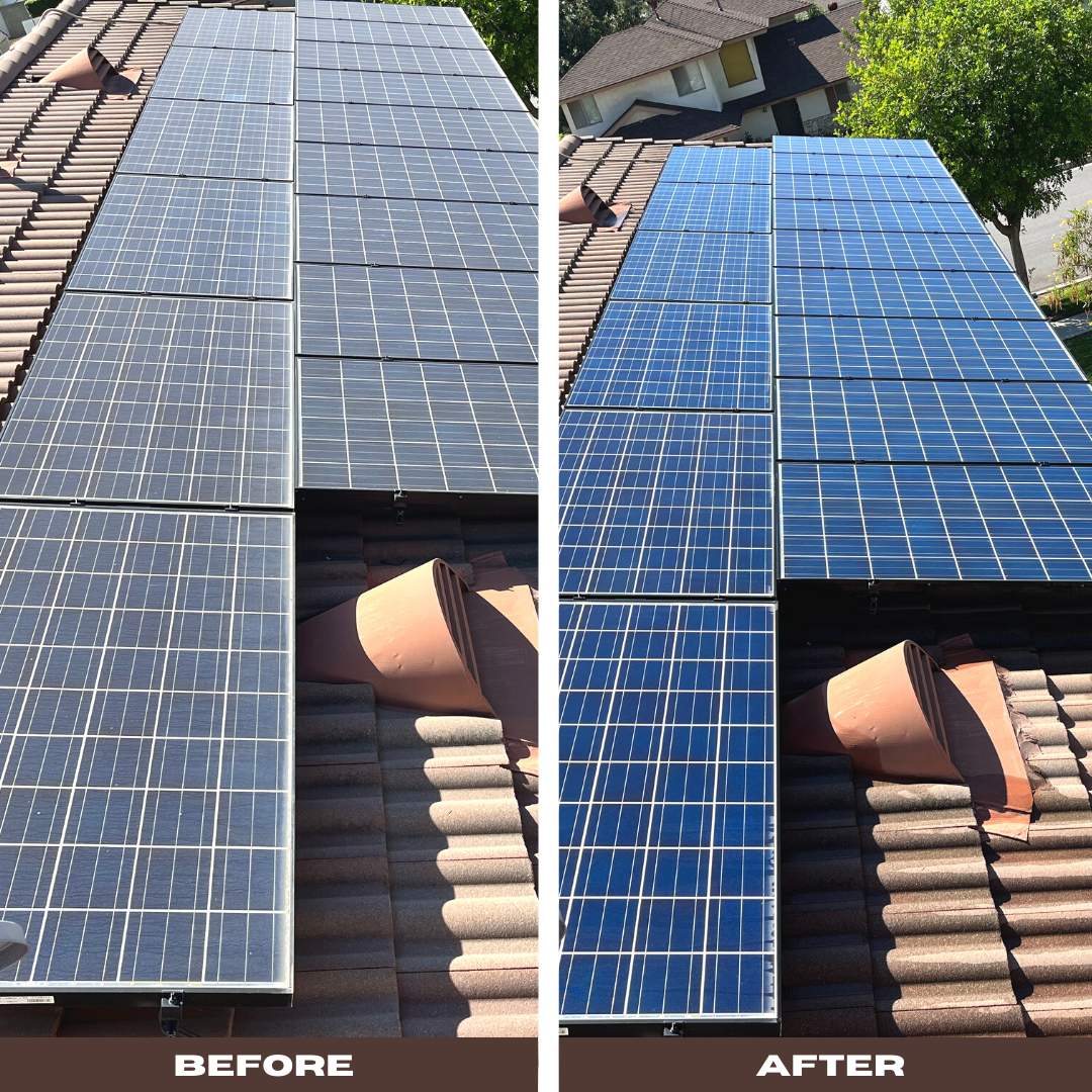 Residential Solar Panel Cleaning Before & After by Palm Coast Solar Cleaning