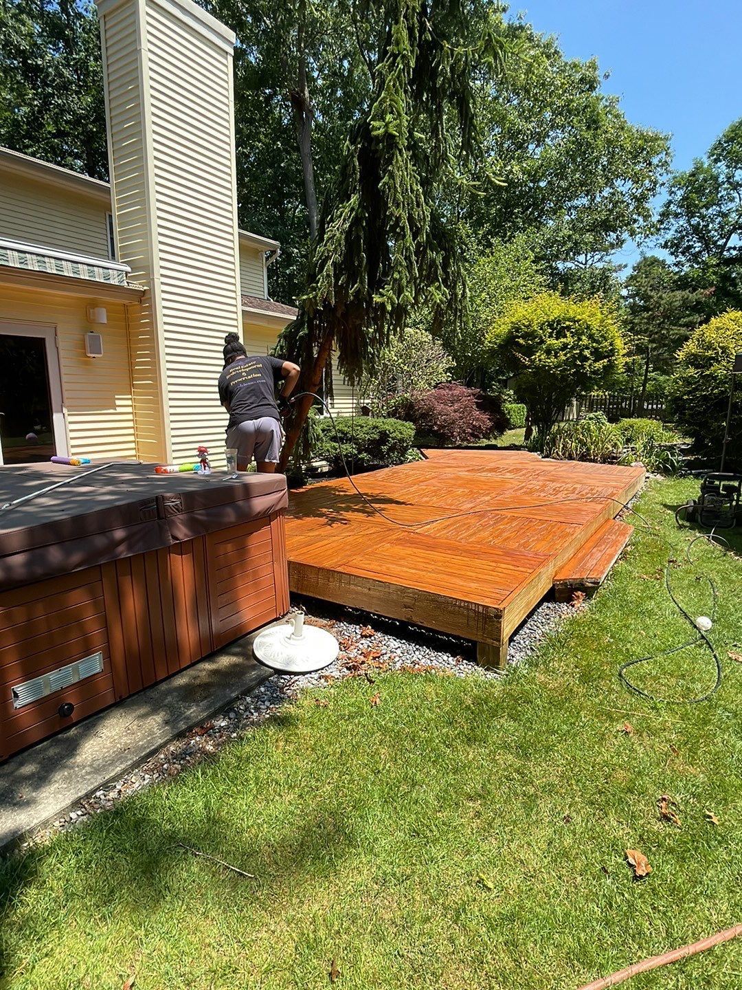 Deck Refinishing Using Powerwasher by A1 NERDY HOMES LLC