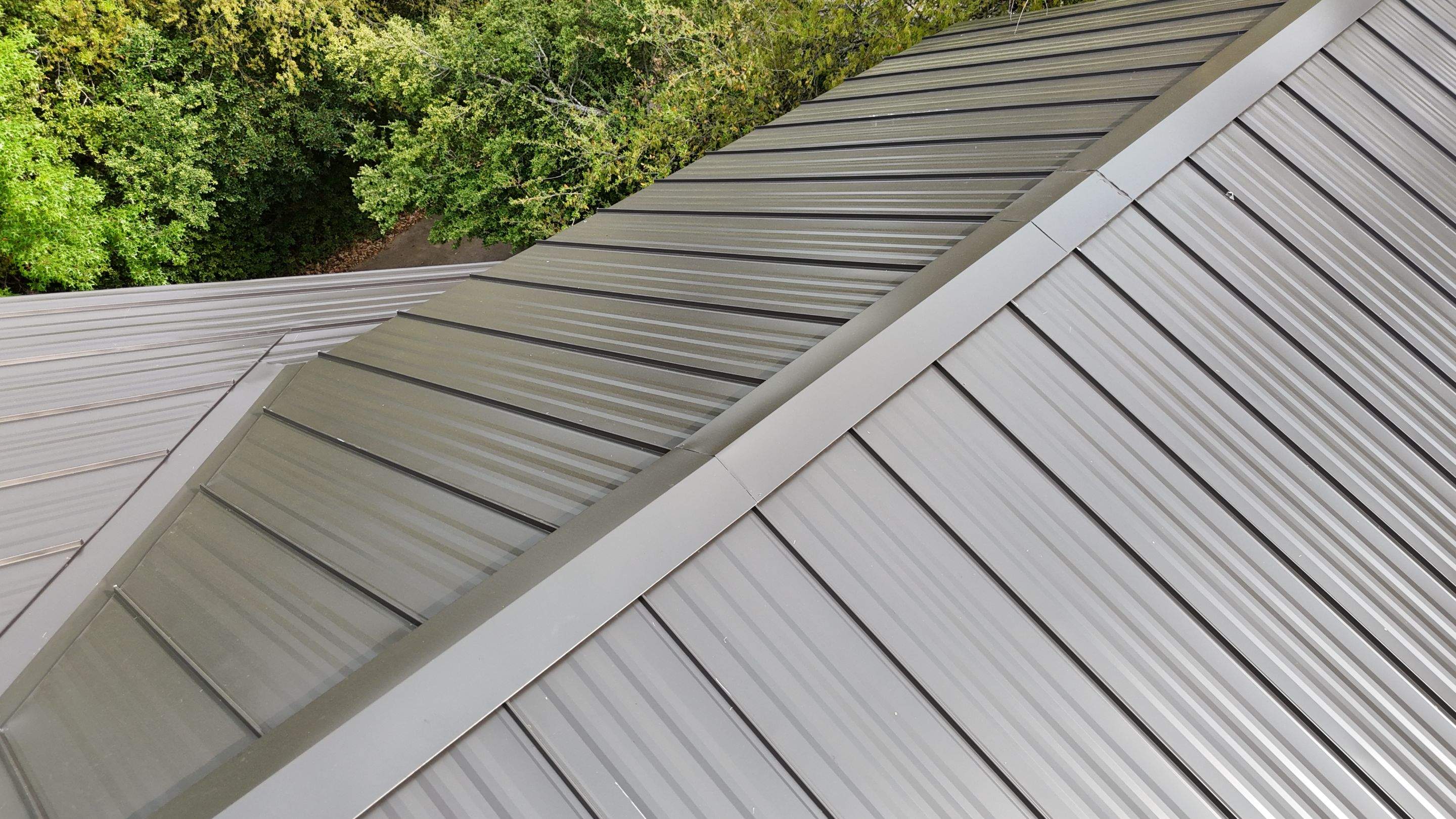 Dark Bronze - L&A Standing Seam with Striations by RoofsOnly.com
