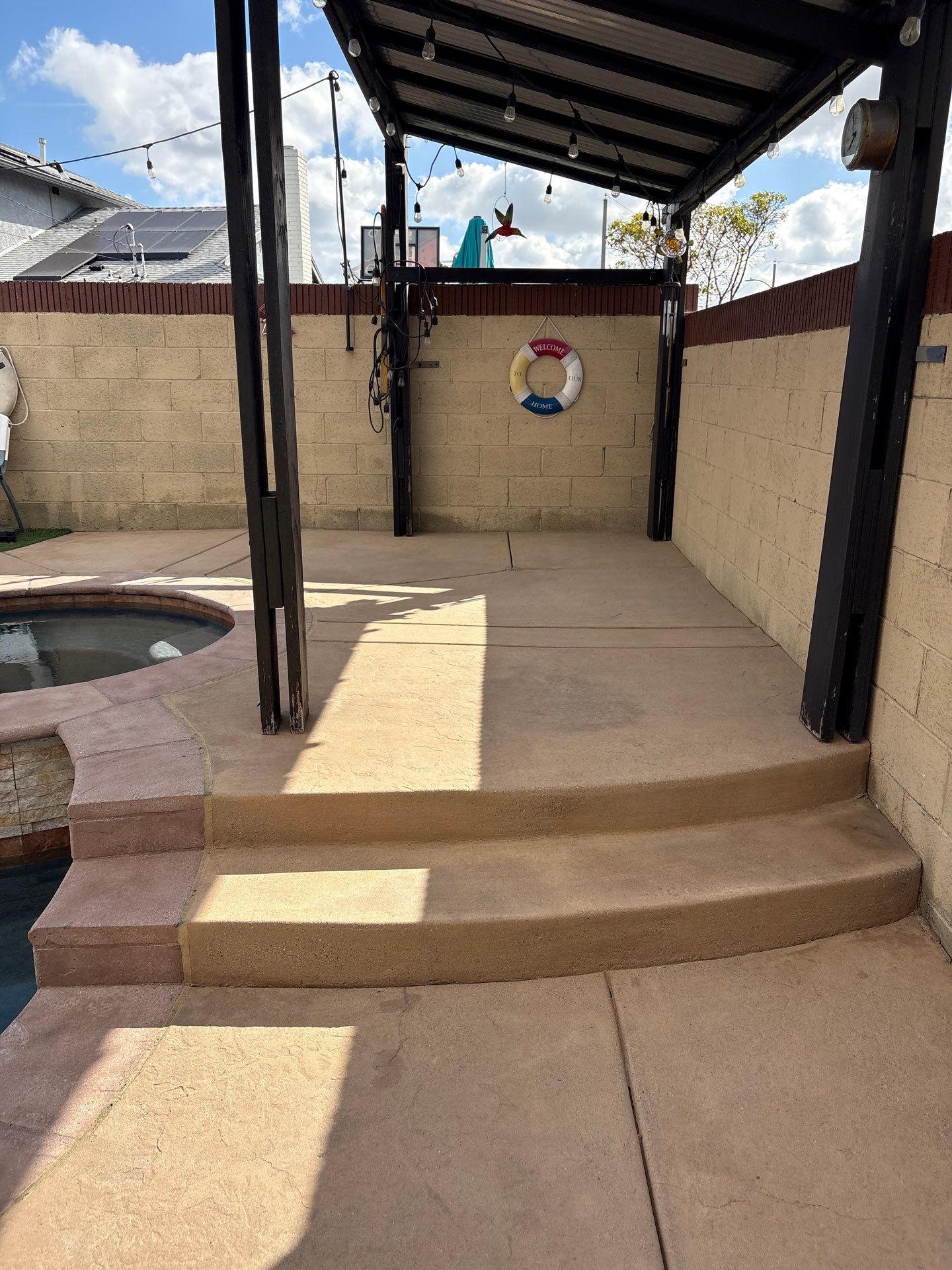 Sandblast & Staining Pool Deck In by La Power Washing Inc