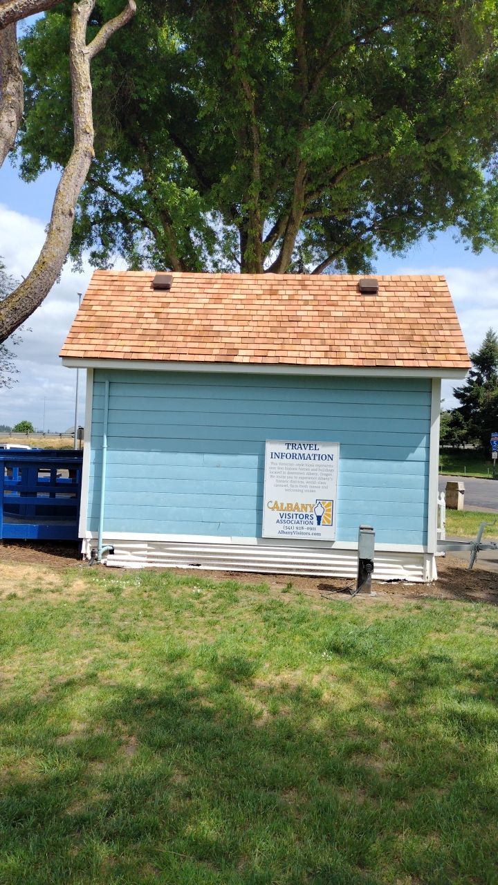 Cedar Shake Install using #1 Blue Label Cedar Shingles for the Albany Visitors Association  by Orezona Building & Roofing Company, Inc.