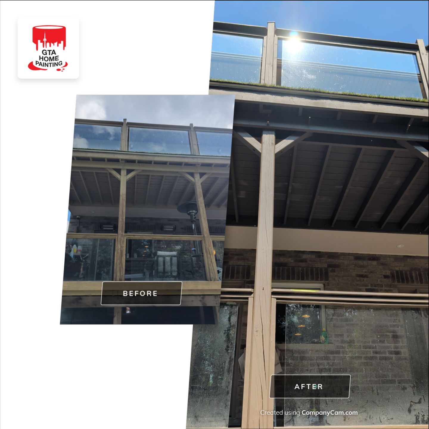 Multi-Level Deck Restoration and Glass Railing Installation in King by GTA HOME PAINTING