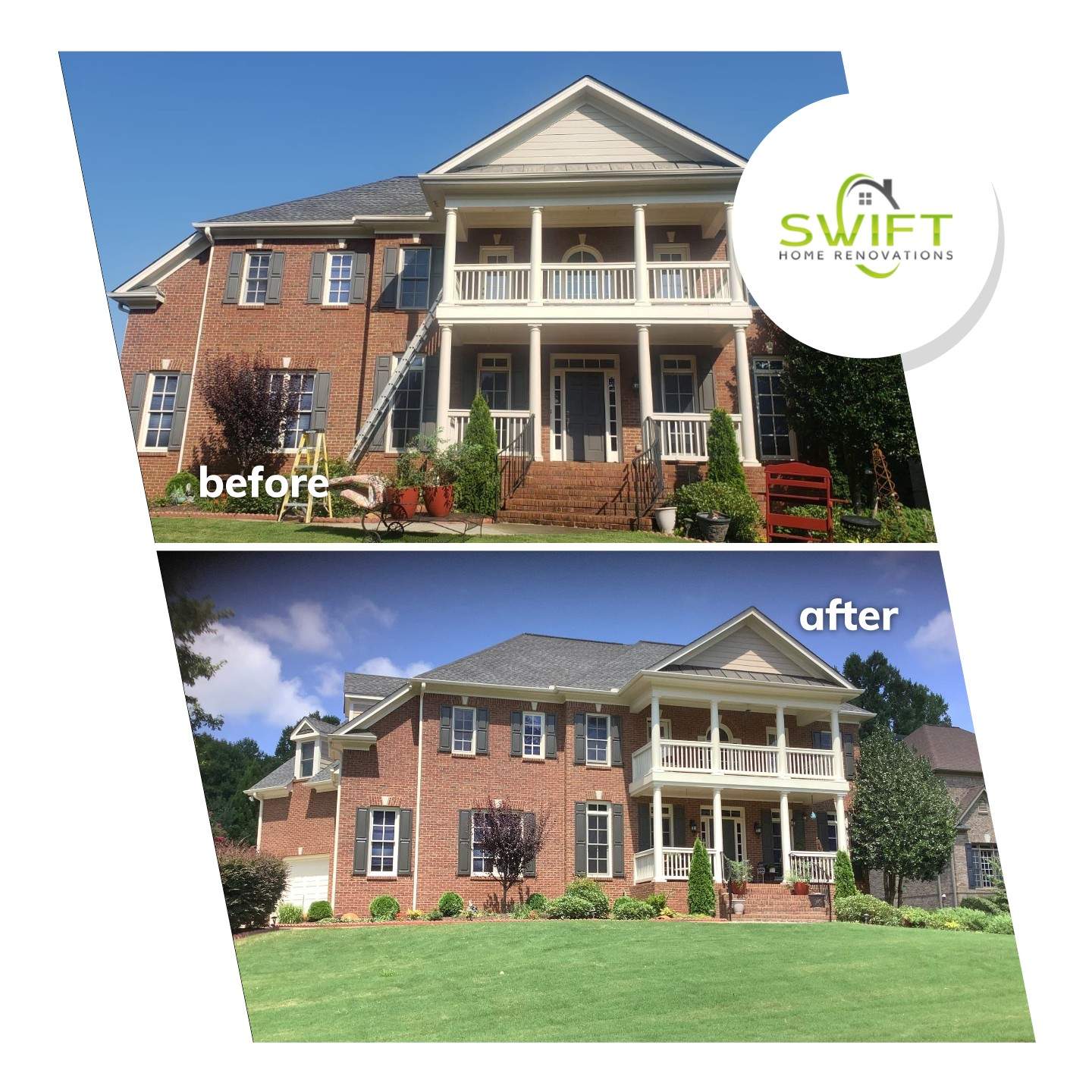 Exterior Trim and Siding Painting for Cumming Red Brick Home by Swift Home Renovations