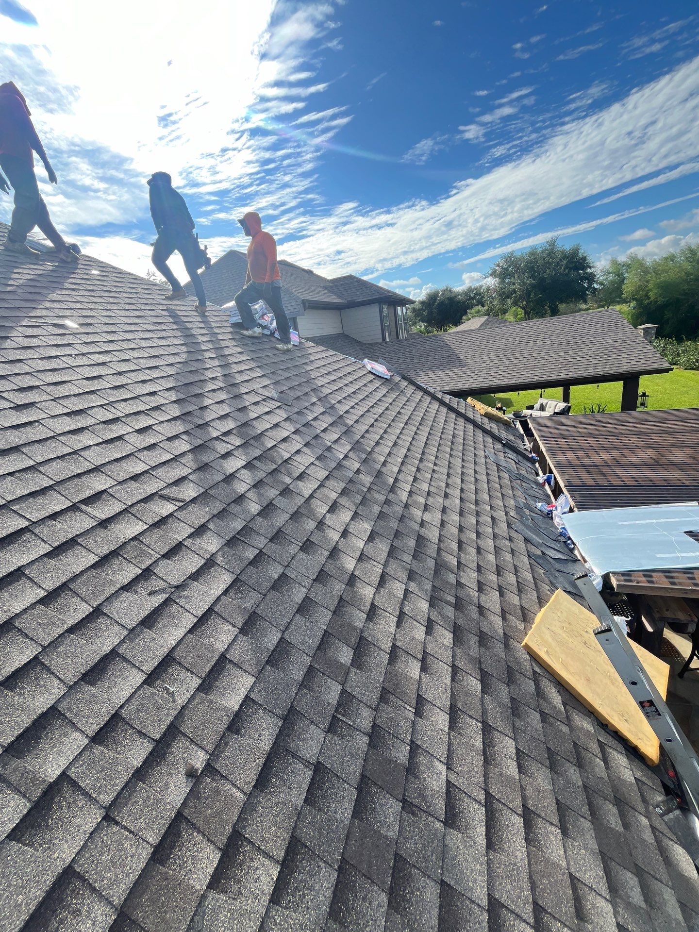 Residential Roofing Installation using GAF Timberline HDZ (weathered wood) by WABO Roofing Systems 