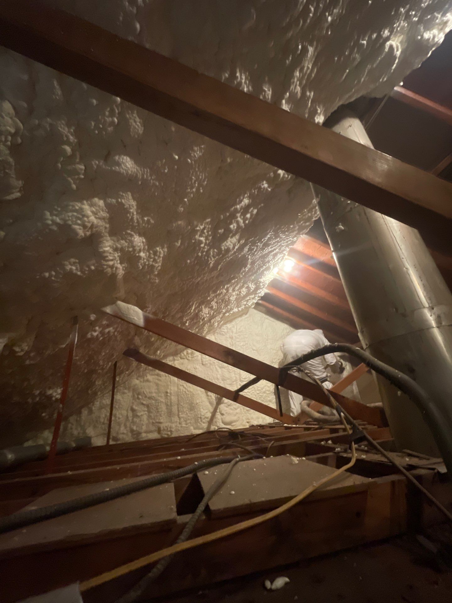 Attic Insulation using open cell spray foam by NYS Foam & Energy