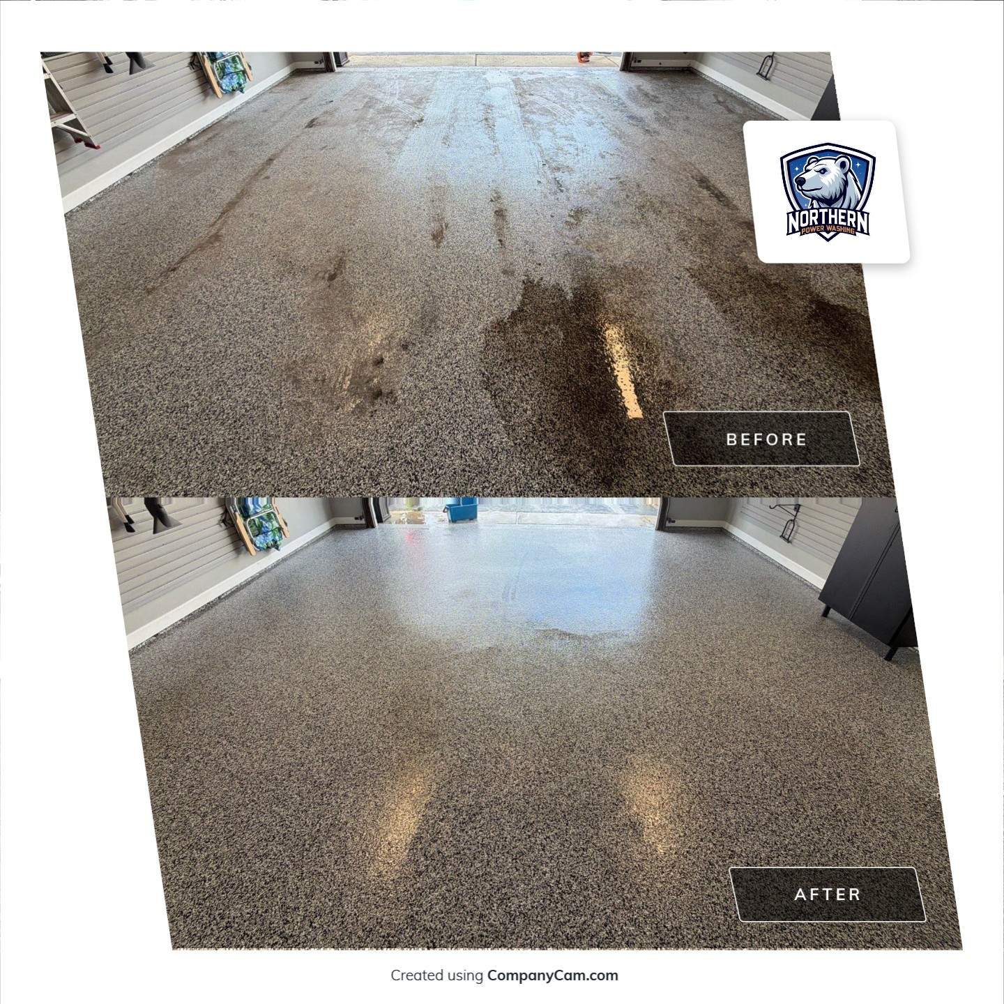 Epoxy Garage Floor Cleaning by Northern Power Washing LLC.