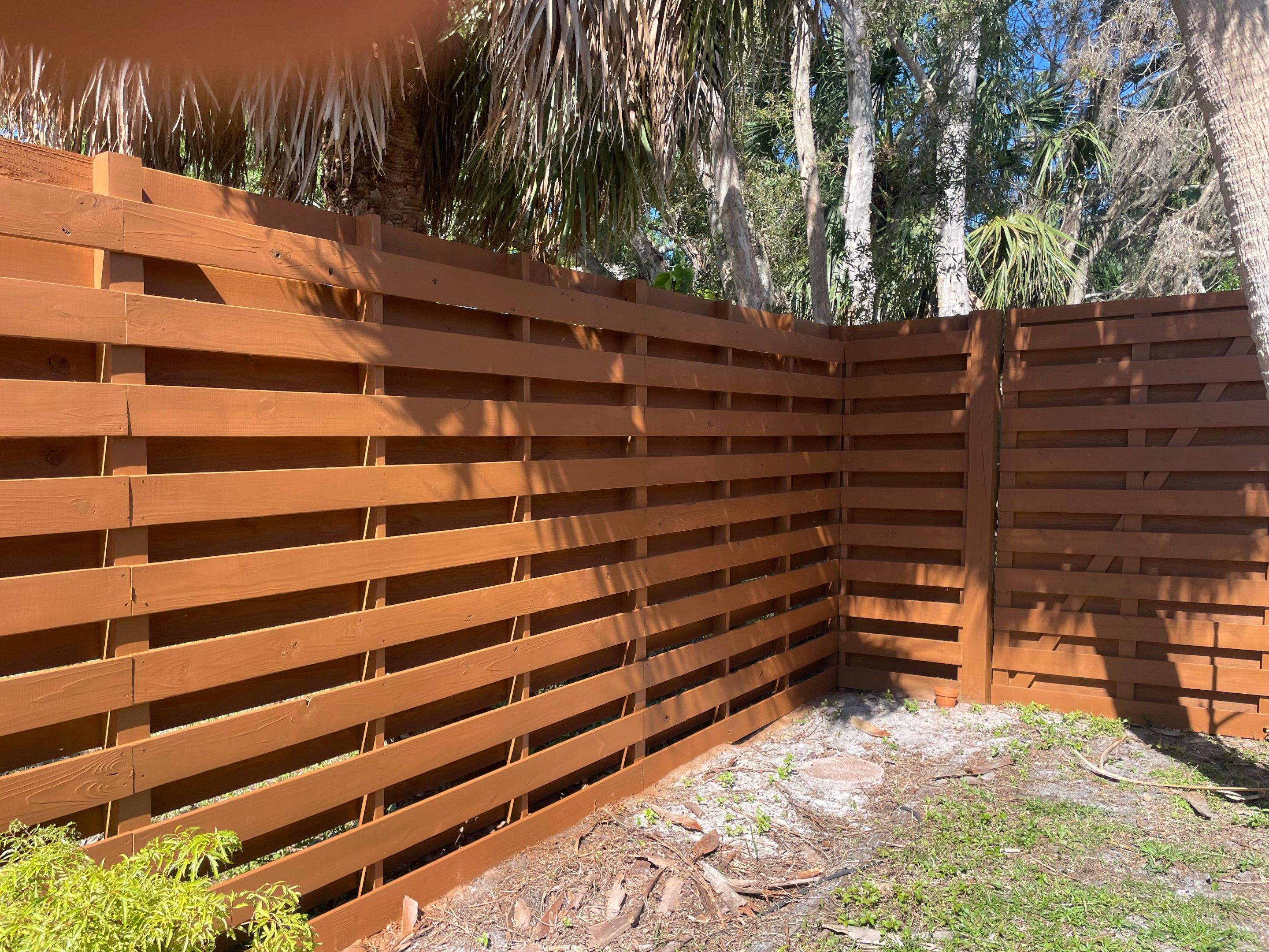 8'H Stained Shadowbox Wood in Nokomis by True Fence LLC