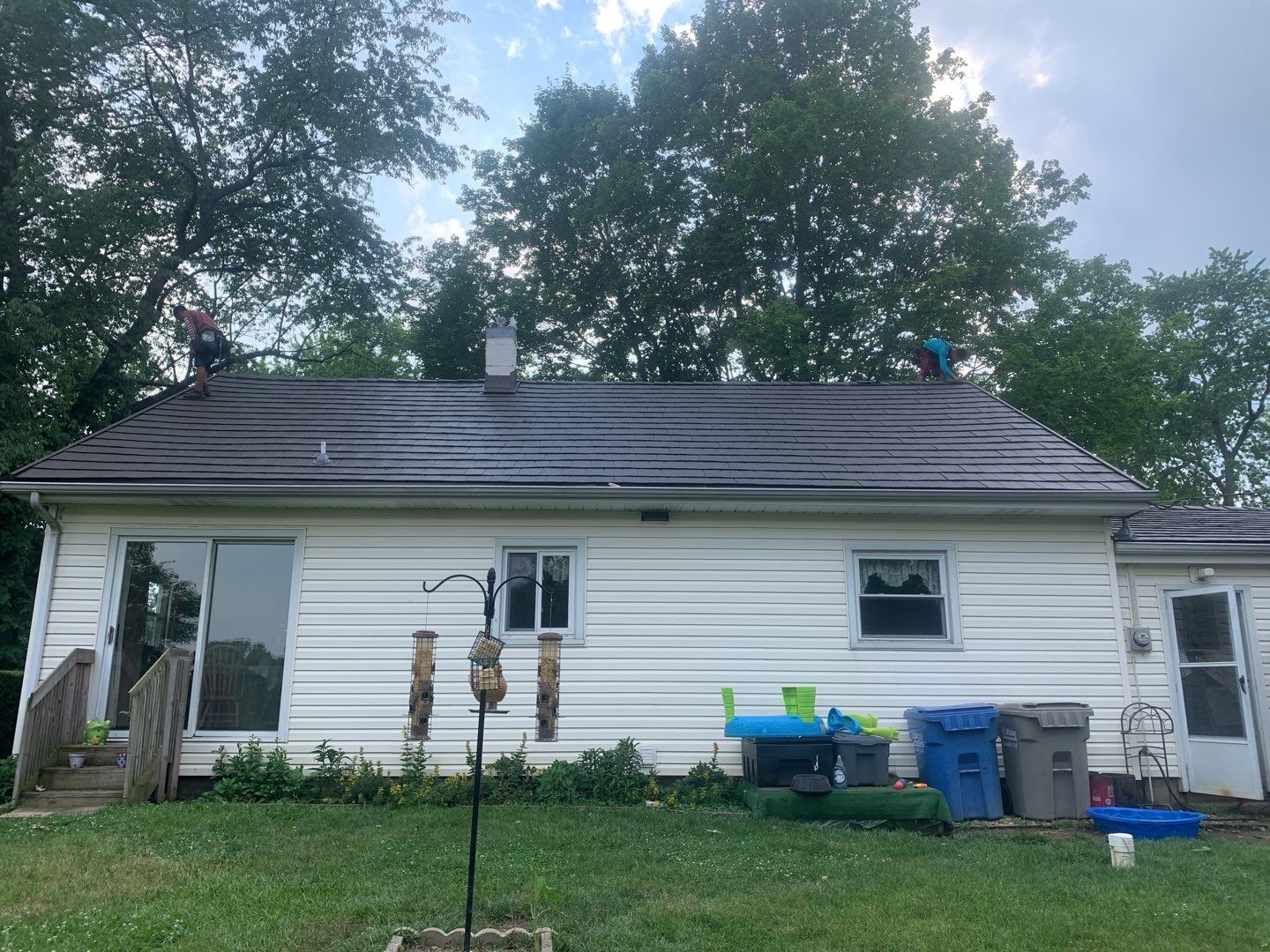 Metal Slate Shingle Roof Replacement After Hail Damage in Columbia City, Indiana by 4Ever Metal Roofing