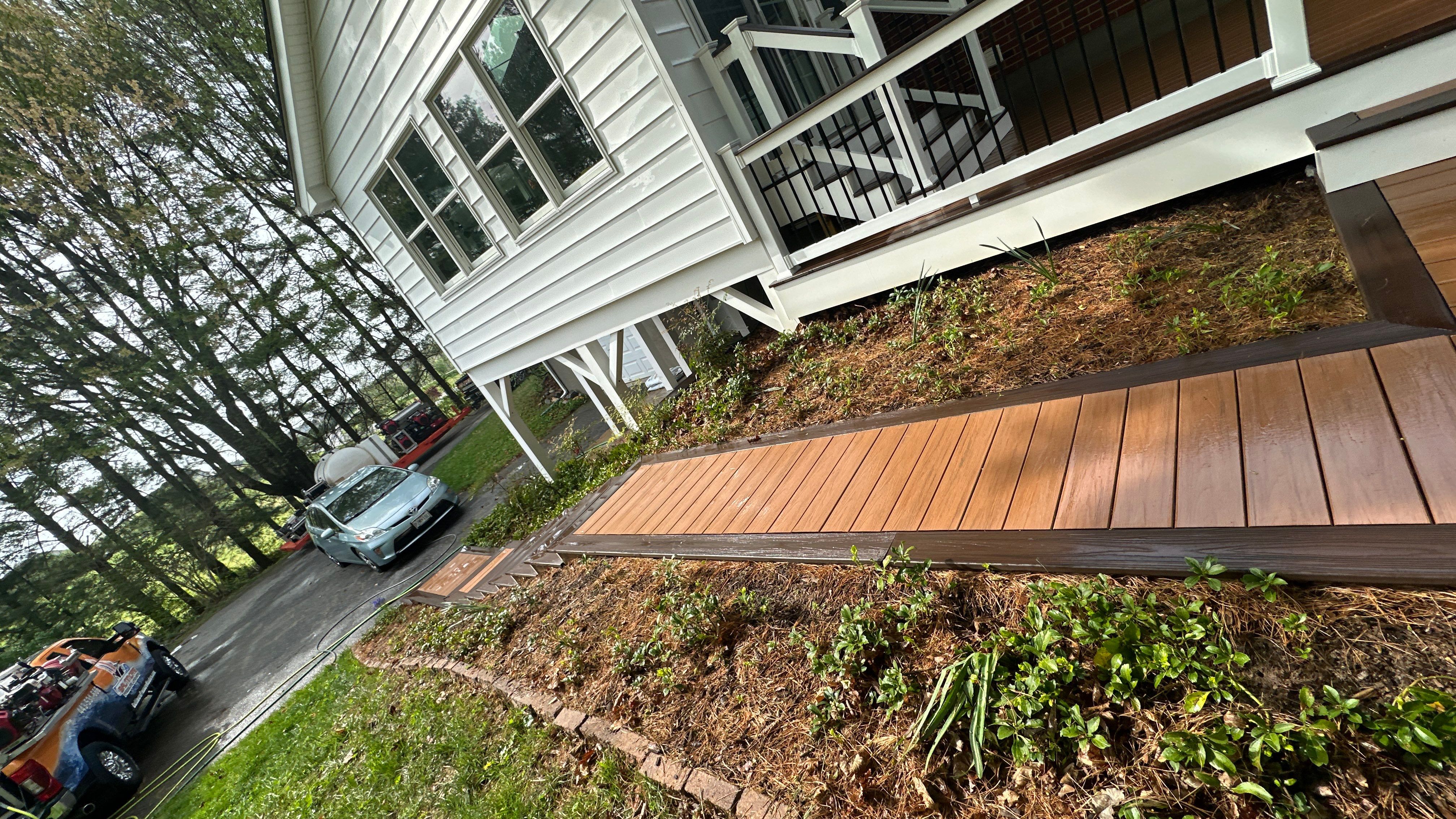 Composite Deck Construction and Exterior Walkway in Sykesville by Baltimore Pressure Washers Inc.