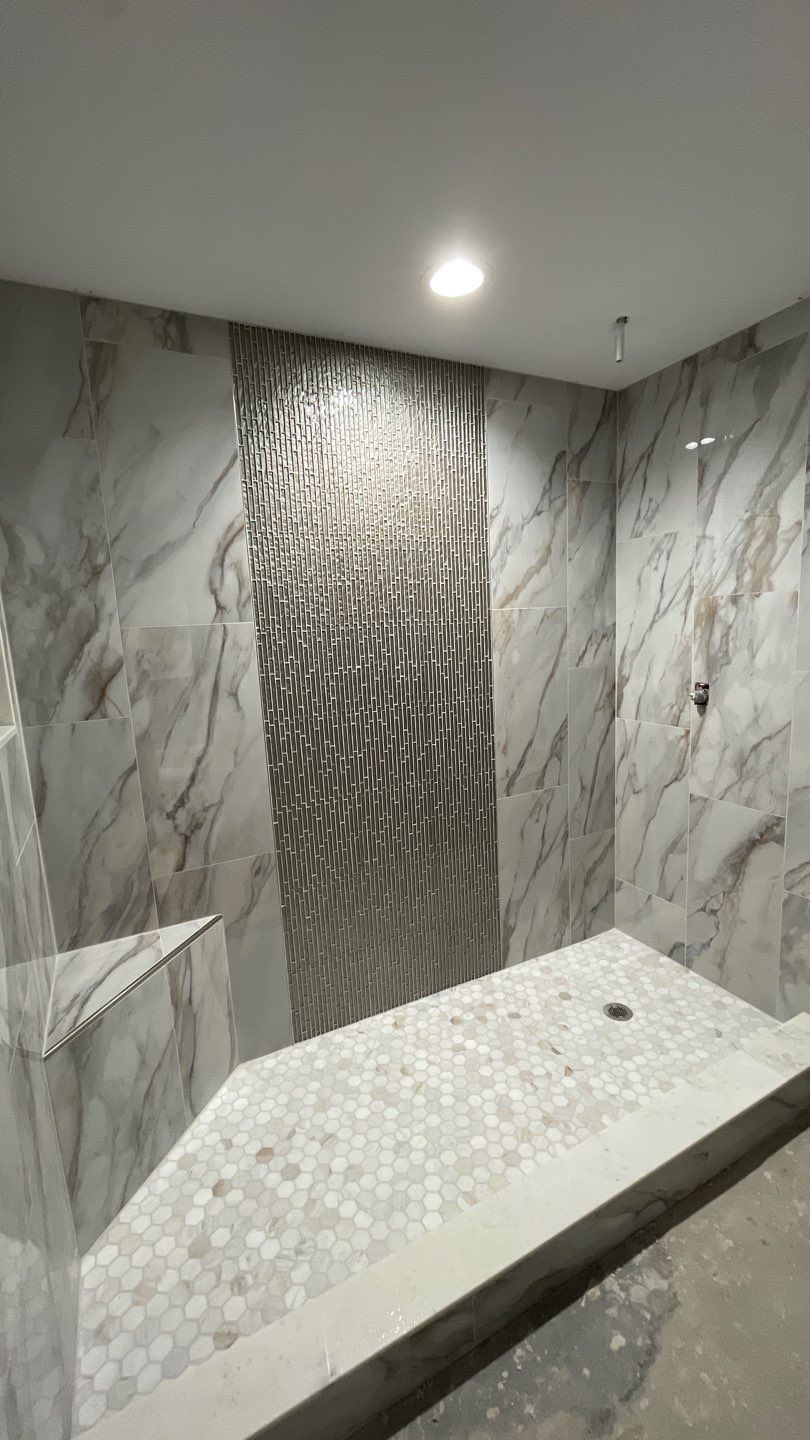 Rain Glass Shower by Footprints Floors of East Atlanta
