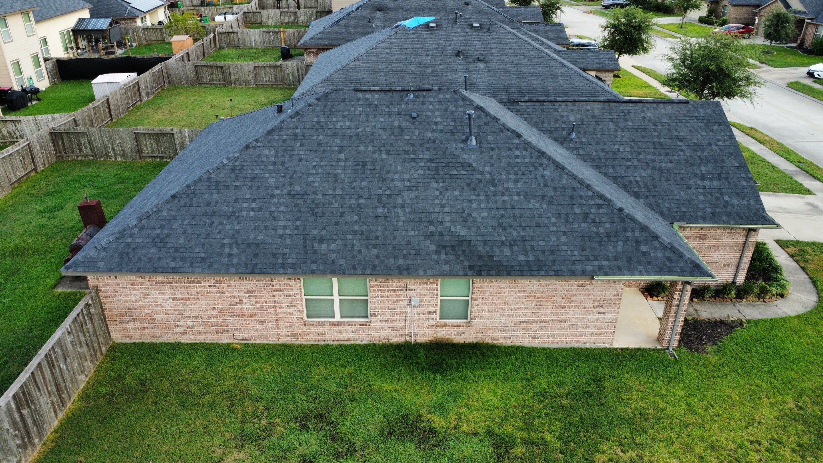 Reroof after Hurricane Beryl by Berry Good Roofing 