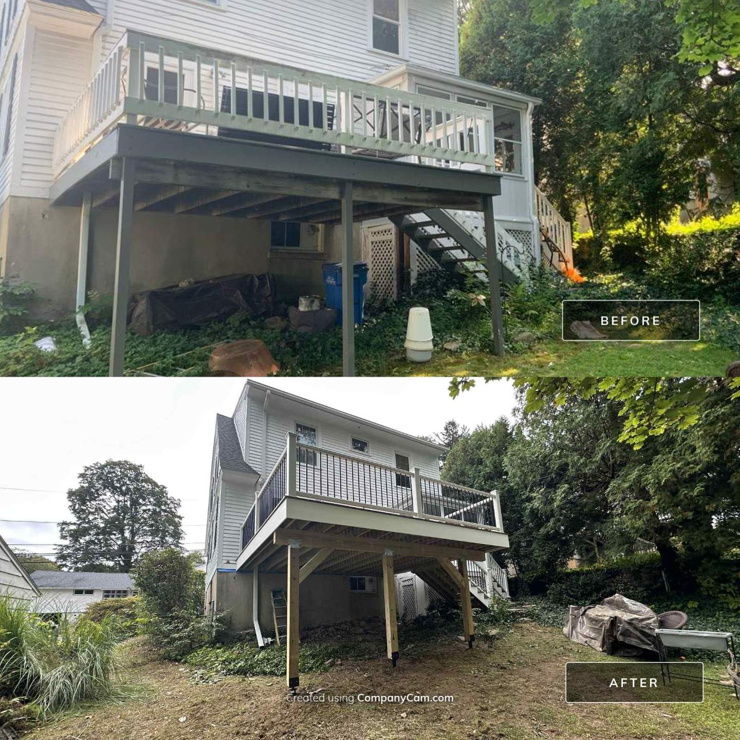 Deck Replacement Using Trex Lineage Jasper, Transcend White Railings by DiGiorgi Roofing and Siding Inc