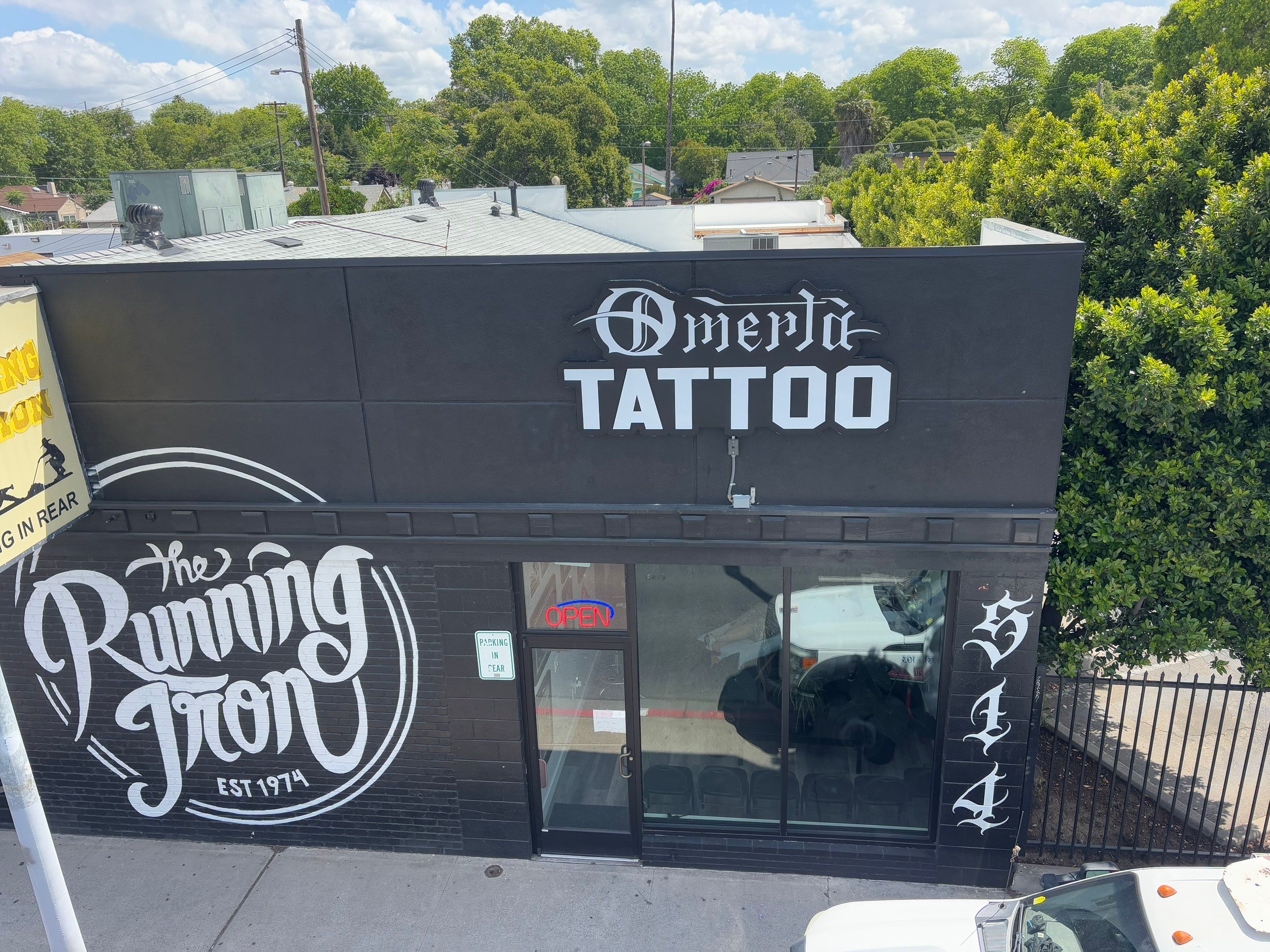 Custom Channel Letter Sign Installation for Omerta Tattoo in Modesto by City Signs