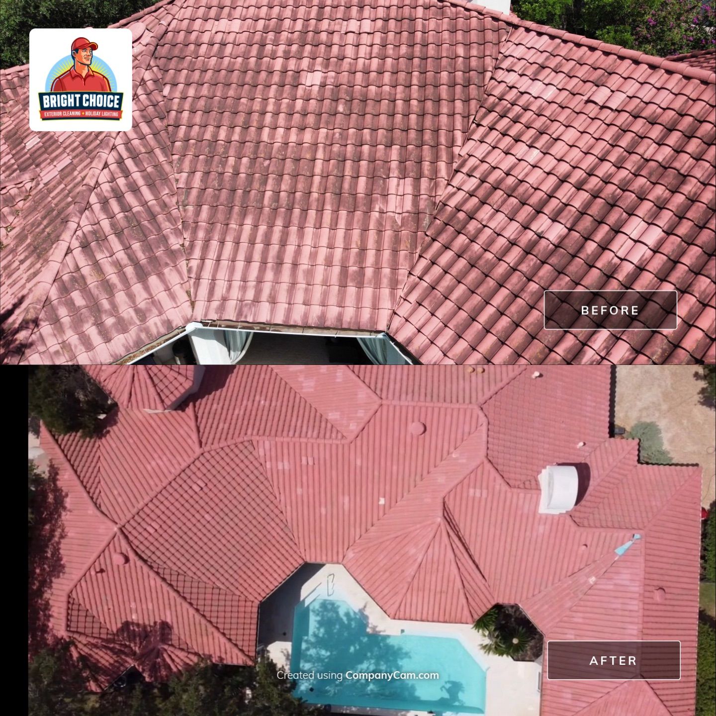 Tile Roof Wash Project in San Antonio by Bright Choice
