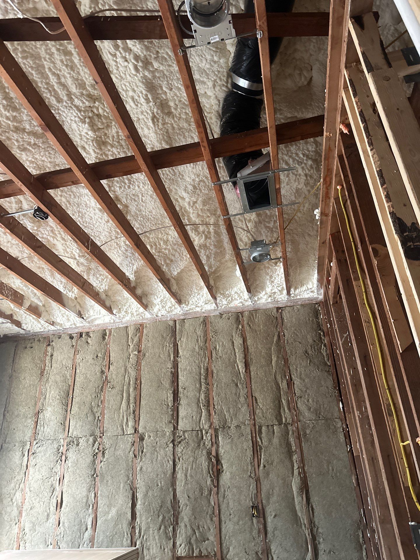 Open cell spray foam & rockwool job completed in Dallas TX by Apex Insulation Solutions