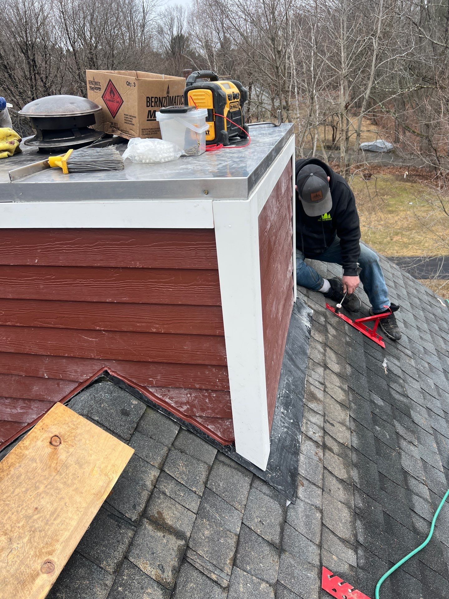 Framed Chimney Rebuild in York Maine by Tall pine roofing
