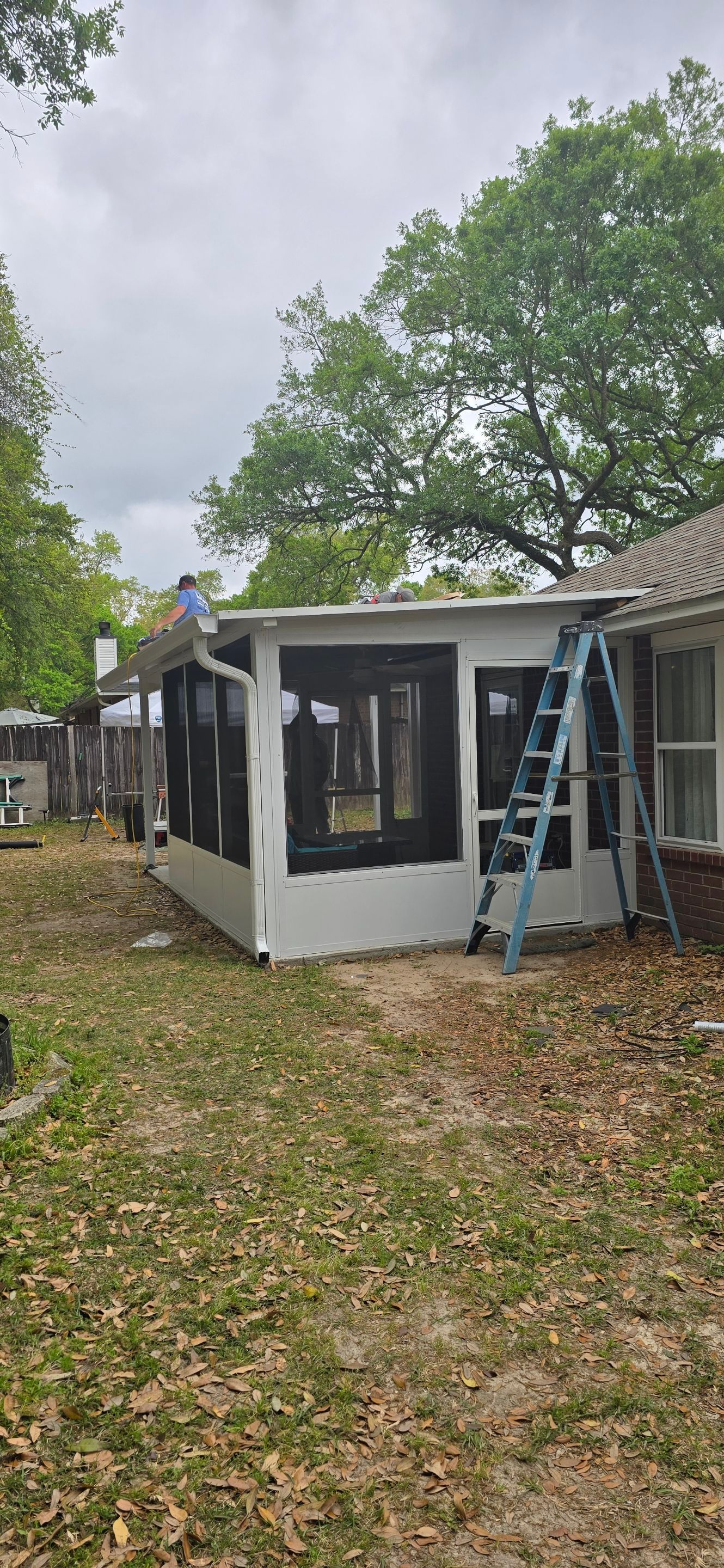 Screen Room w/Adjacent Patio Cover by Titan Sunrooms