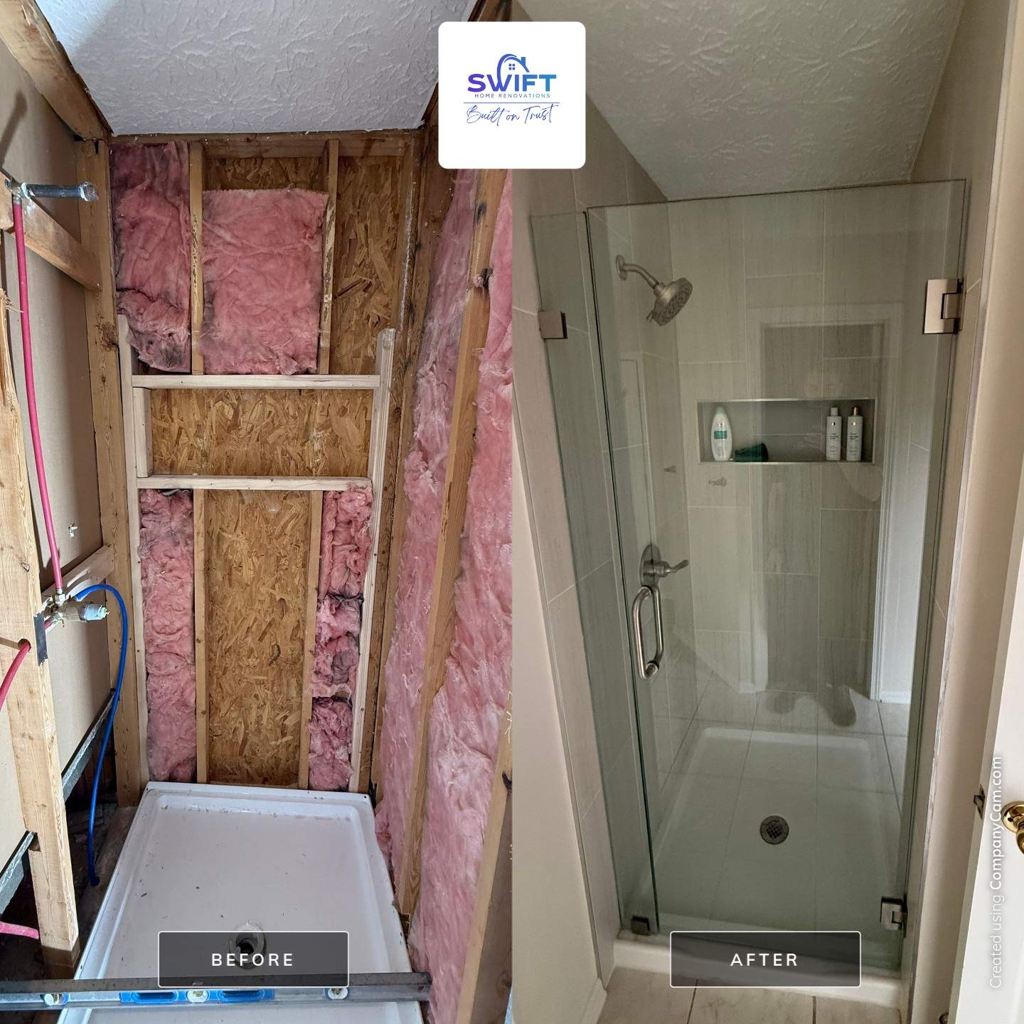 Custom Shower Renovation With Vertical Tile and Frameless Glass in Kennesaw by Swift Home Renovations