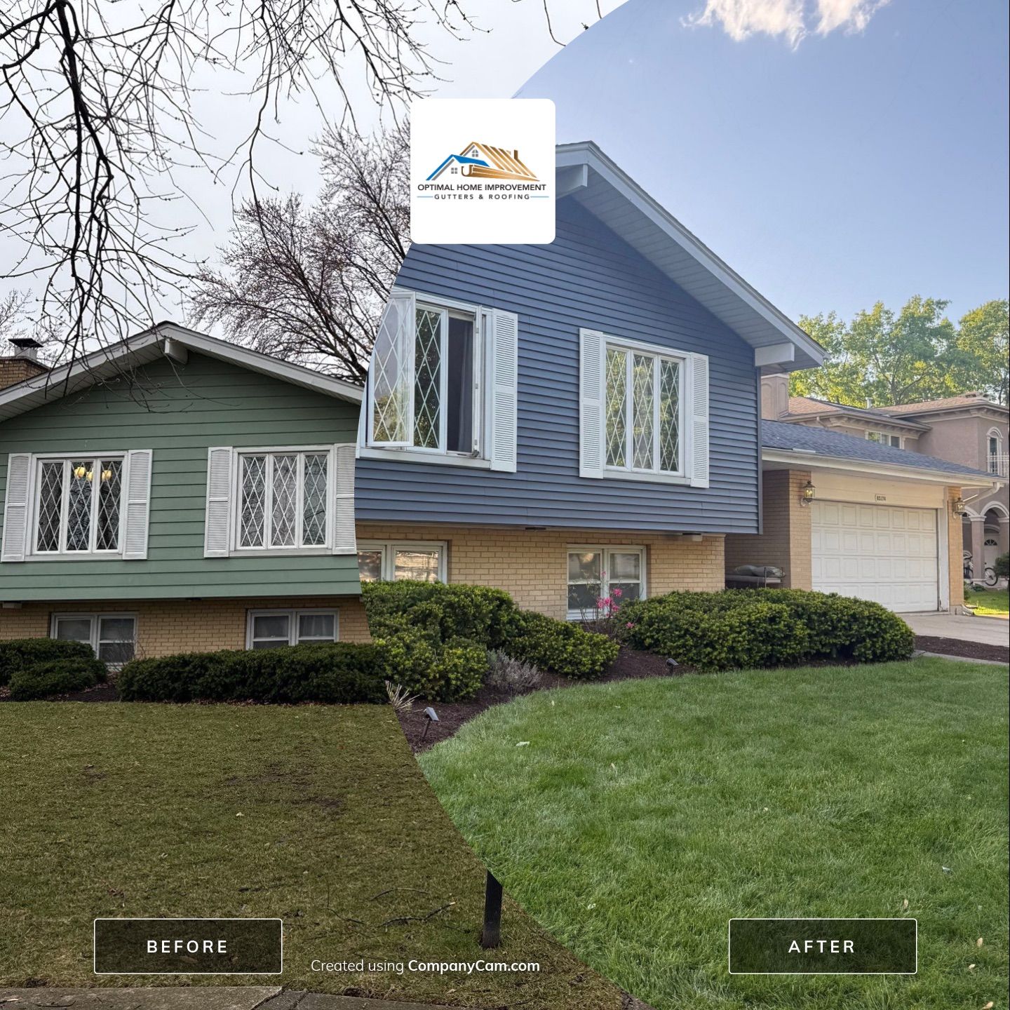 Roof replacement and chimney flashing by Optimal Home Improvement 