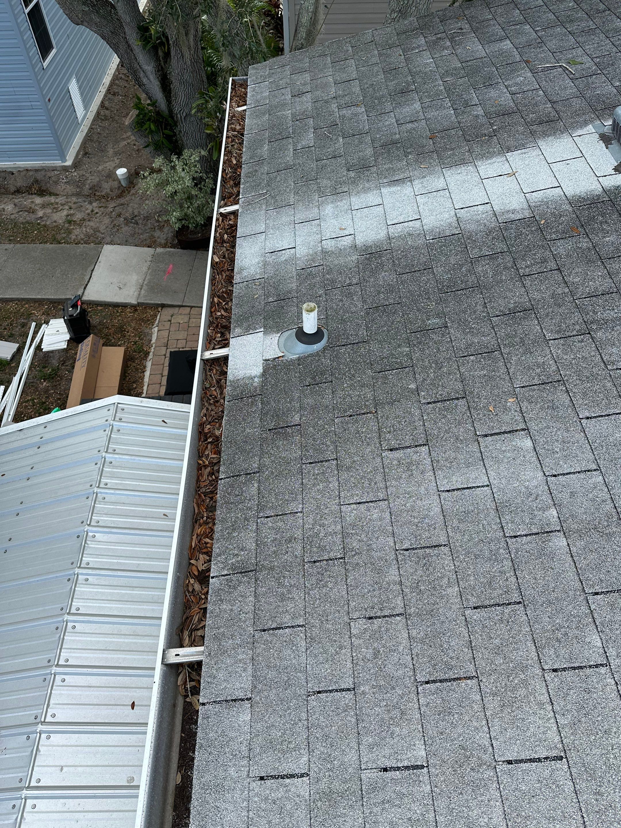 Roof Soft Wash for Double-Wide Manufactured Home in Fisherman’s Cove RV Park, Terra Ceia, FL by Sunshine AquaWash