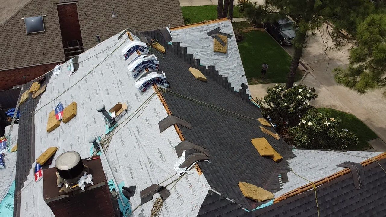 Complete GAF HDZ Charcoal Roof Installation for NW Houston Home by Houston Roofing & Construction