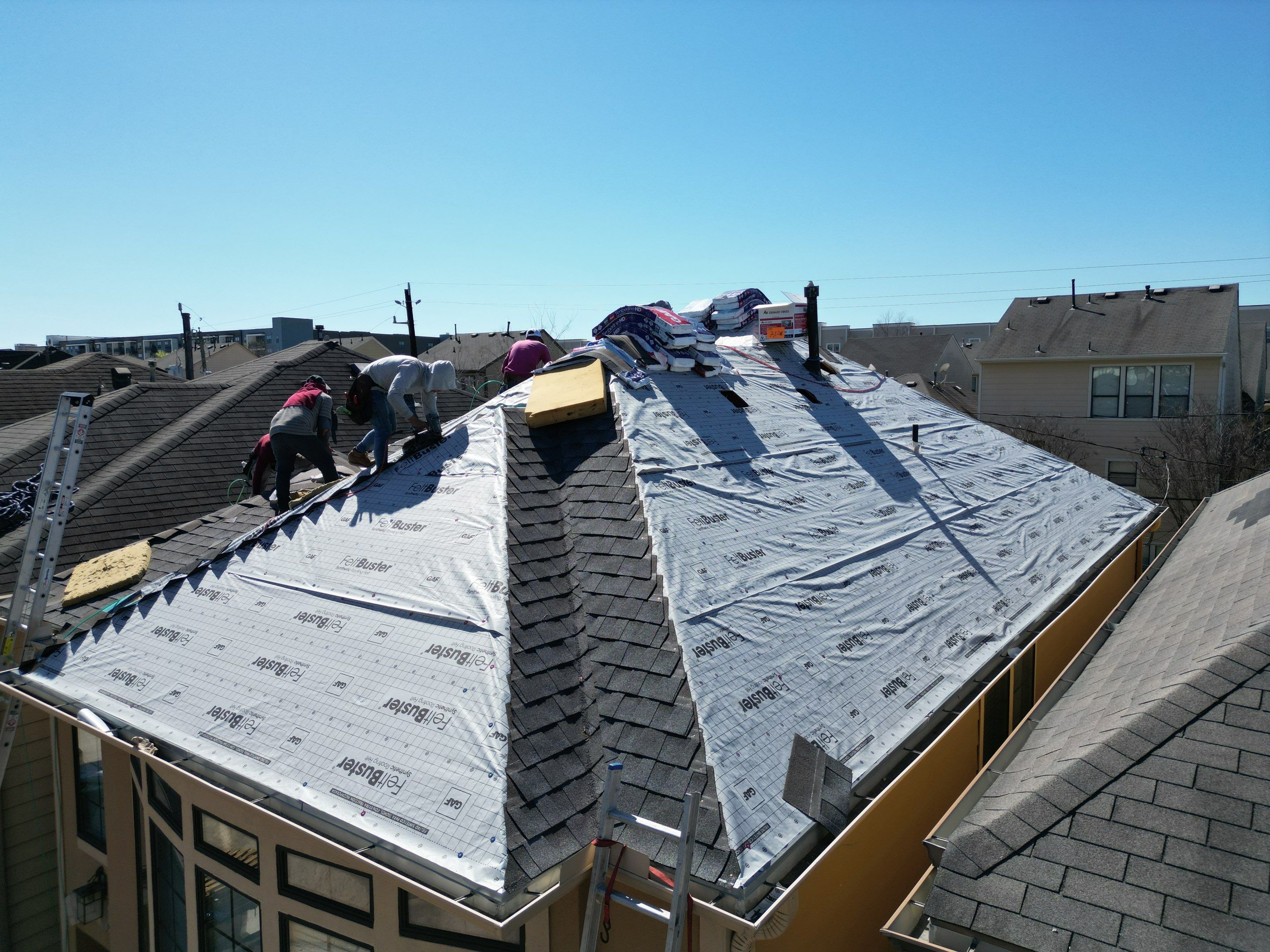 Residential Roofing Installation using GAF HDZ by V General Contractors 