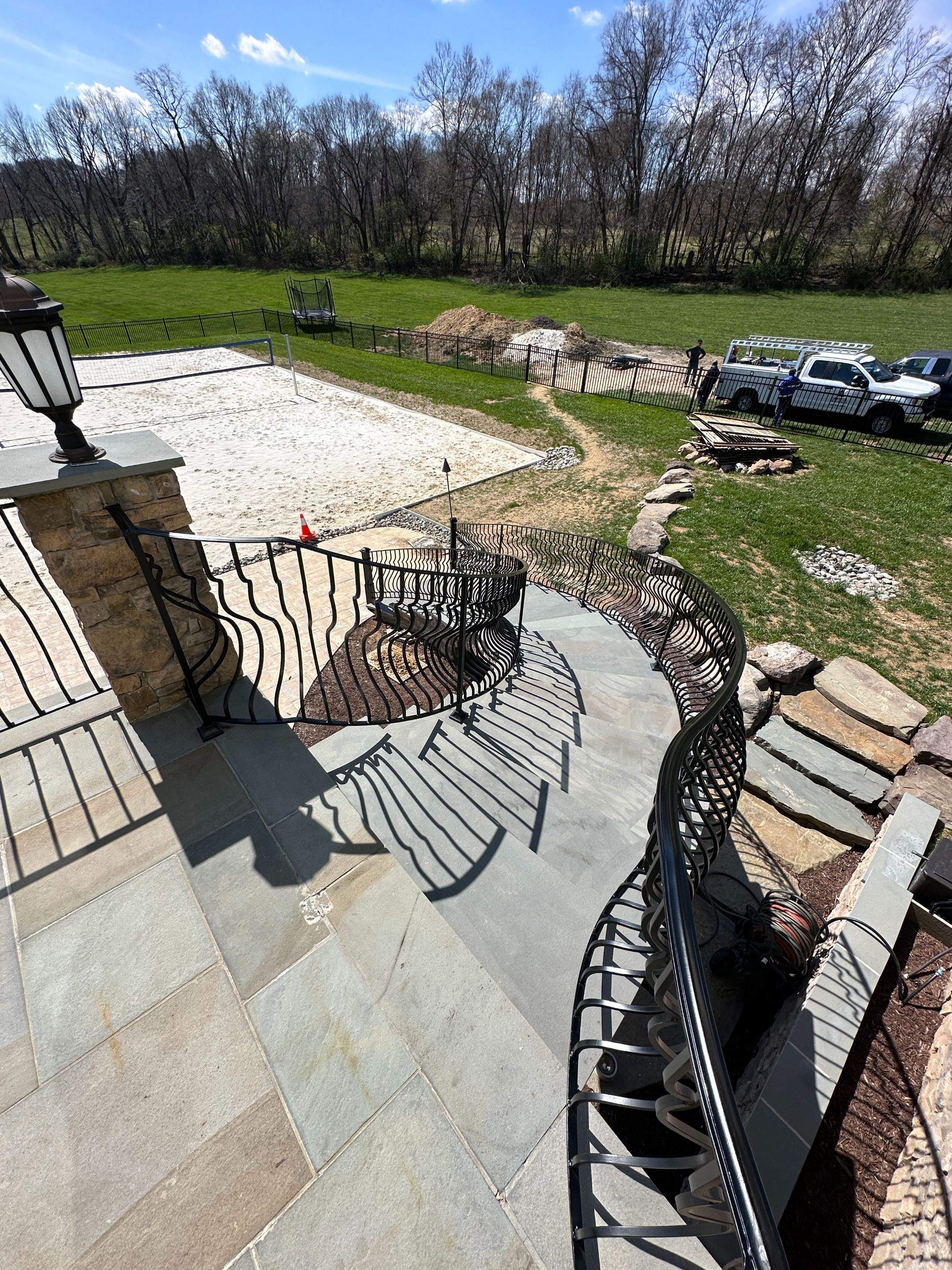 Ornamental Exterior Stair Railings – Custom Slate Surface Mount – Ijamsville, MD by Capitol Iron Works