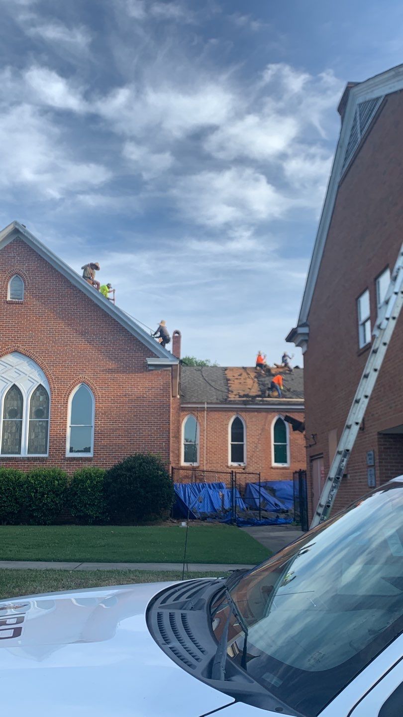 Roof replacement in Church by hail and wind damage by Just Brilliant Restoration JBR