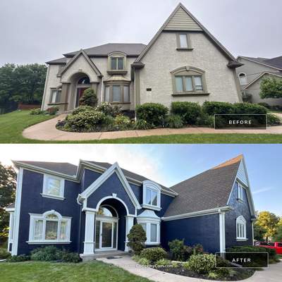 Exterior Painting and Extensive Wood Rot Repair in Overland Park