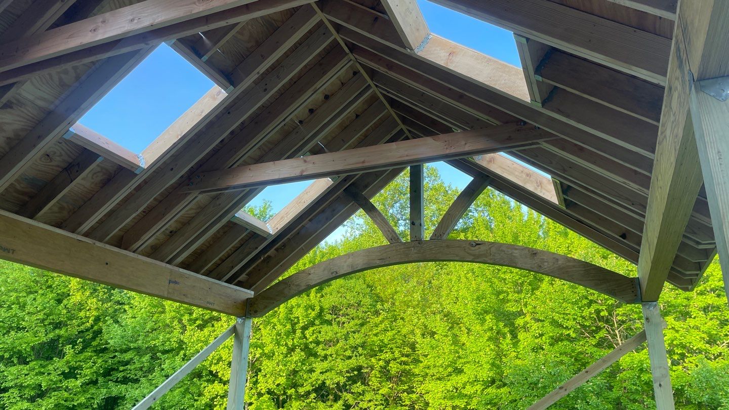 New Deck with A-Frame Style Roof by deck guardian