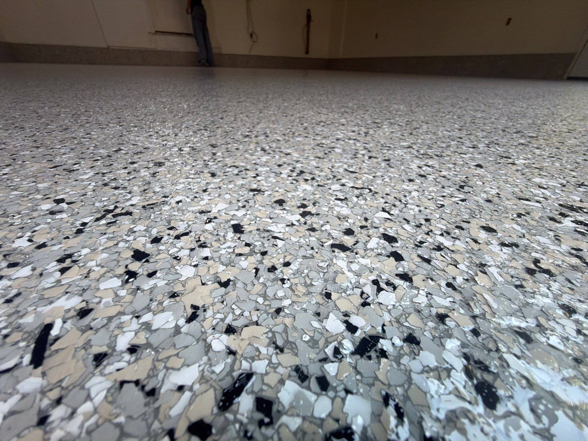 Custom Epoxy Flake Garage Floor Installation in Montague by Gordon Painting