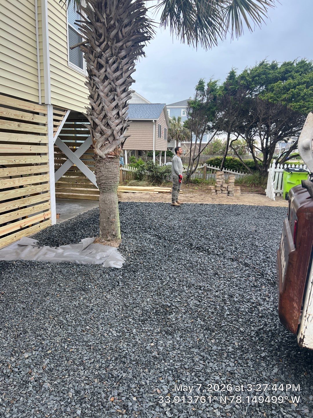 Coastal gravel ground cover for Oceanfront Property in Oak Island by RGR Construction and Roofing, LLC