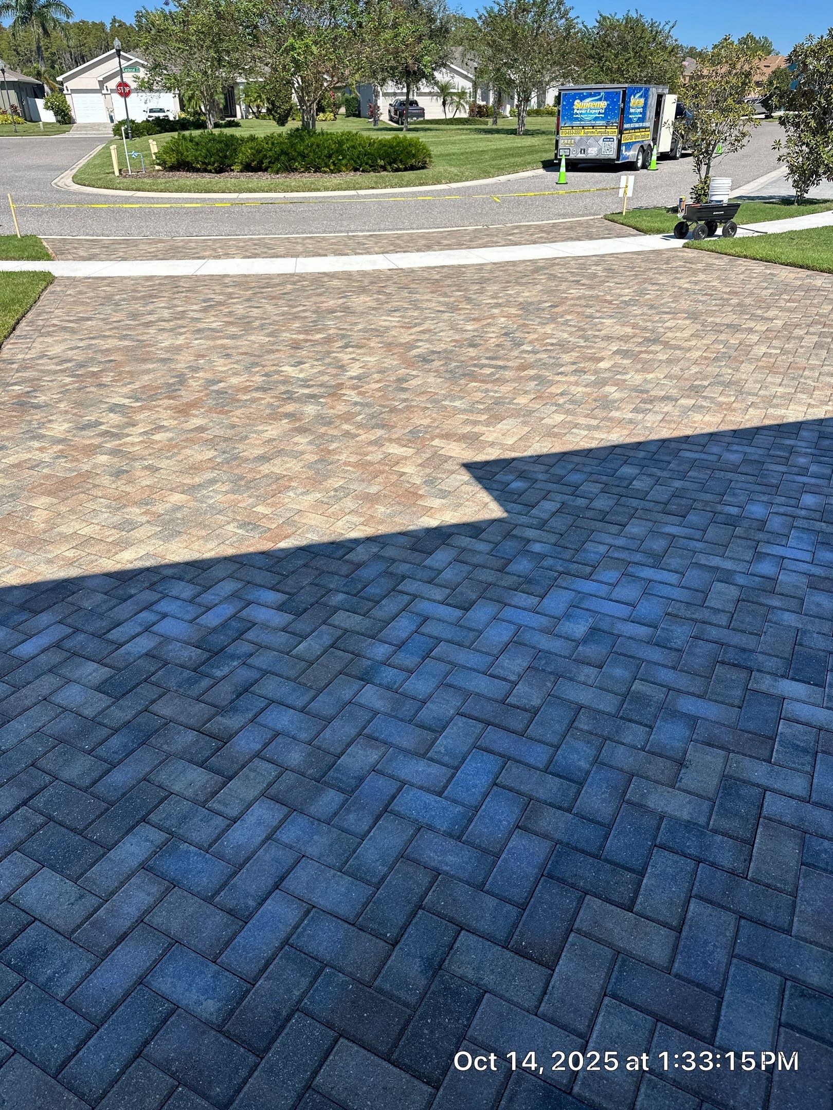 Residential Paver Sealing for Driveway and Pool Deck in La Paloma Sun City Center by Supreme Paver Experts