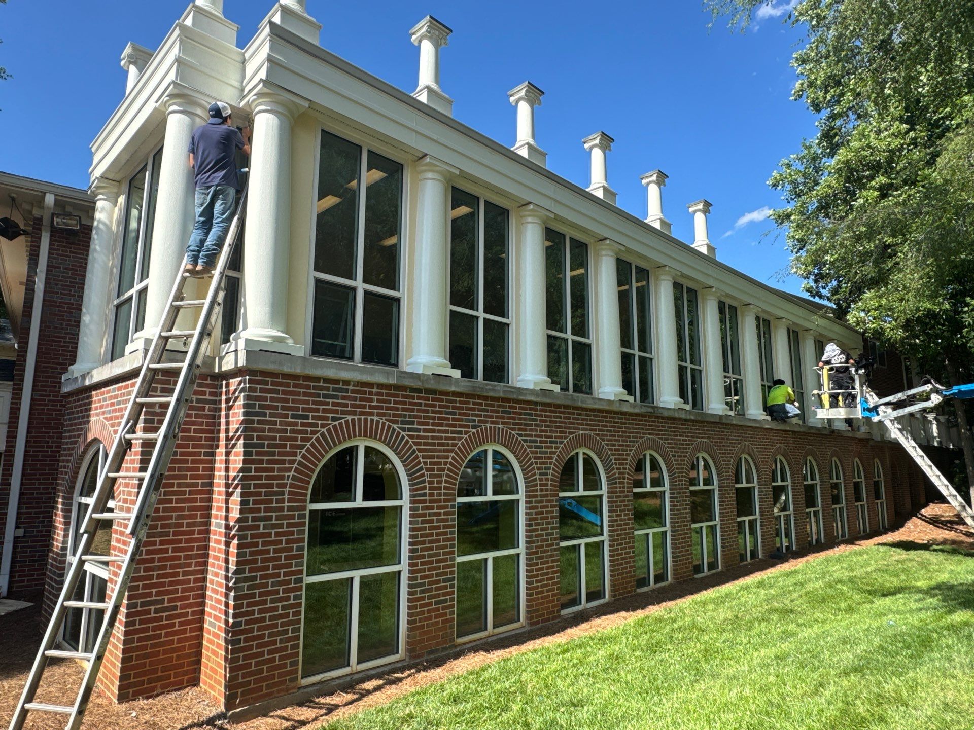 Architectural Column Restoration and Exterior Painting in Oxford by PGP Surface Solutions, LLC