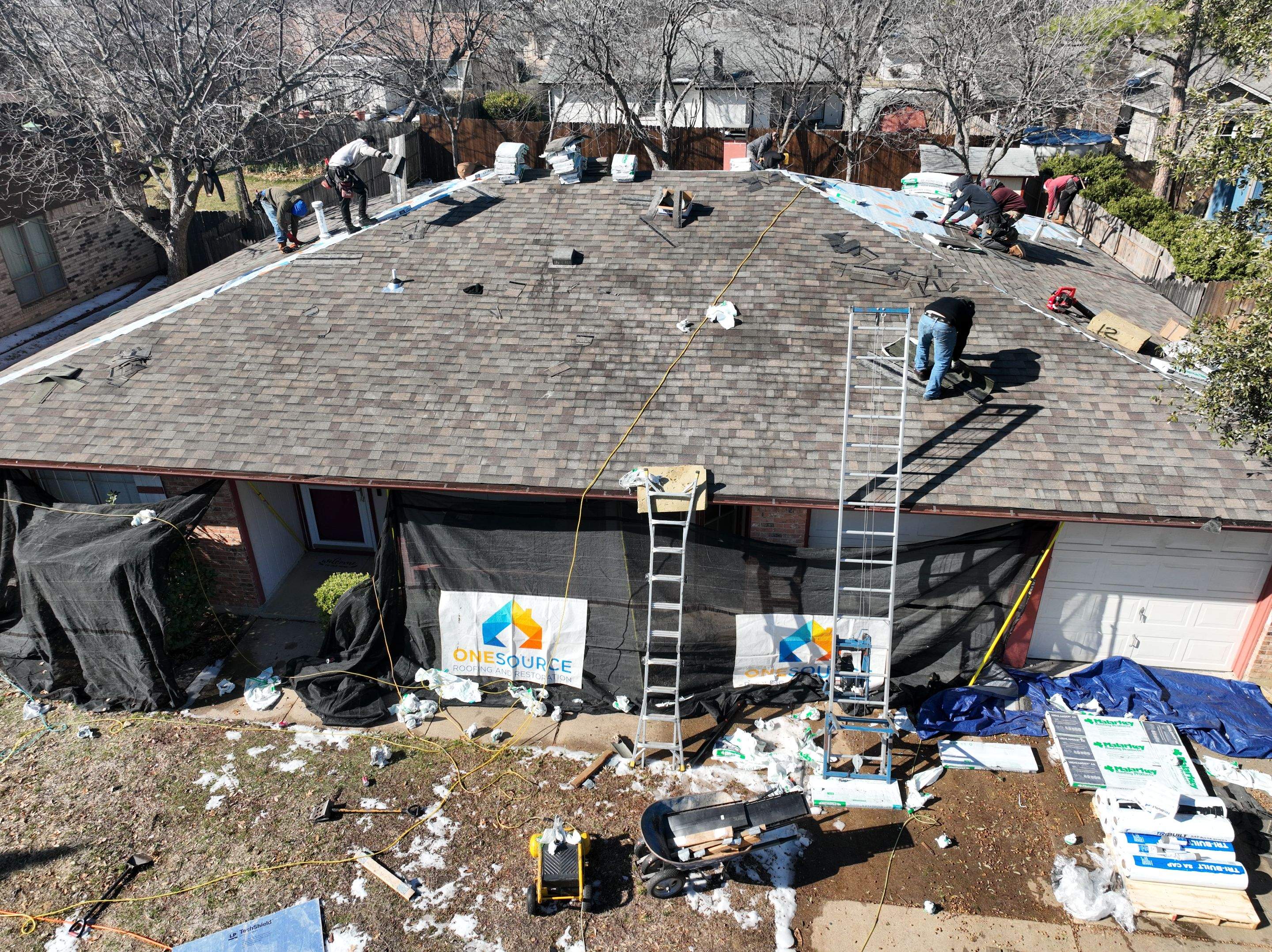 Residential Roofing Installation using Malarkey Highlander Natural Wood by OneSource Roofing and Restoration