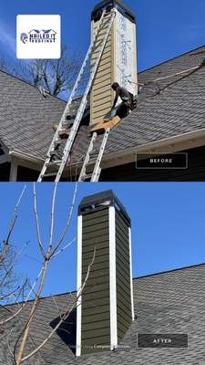all NEW Siding on Rotted Chimney
