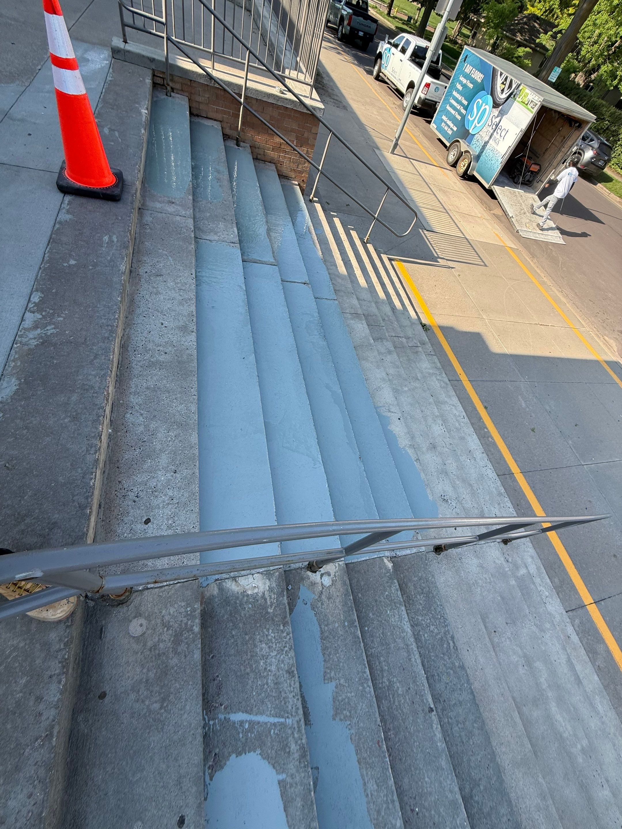 Concrete Stair Repair and Protective Coating in Sioux Falls by Select Painting, Coatings & Garage Cabinets