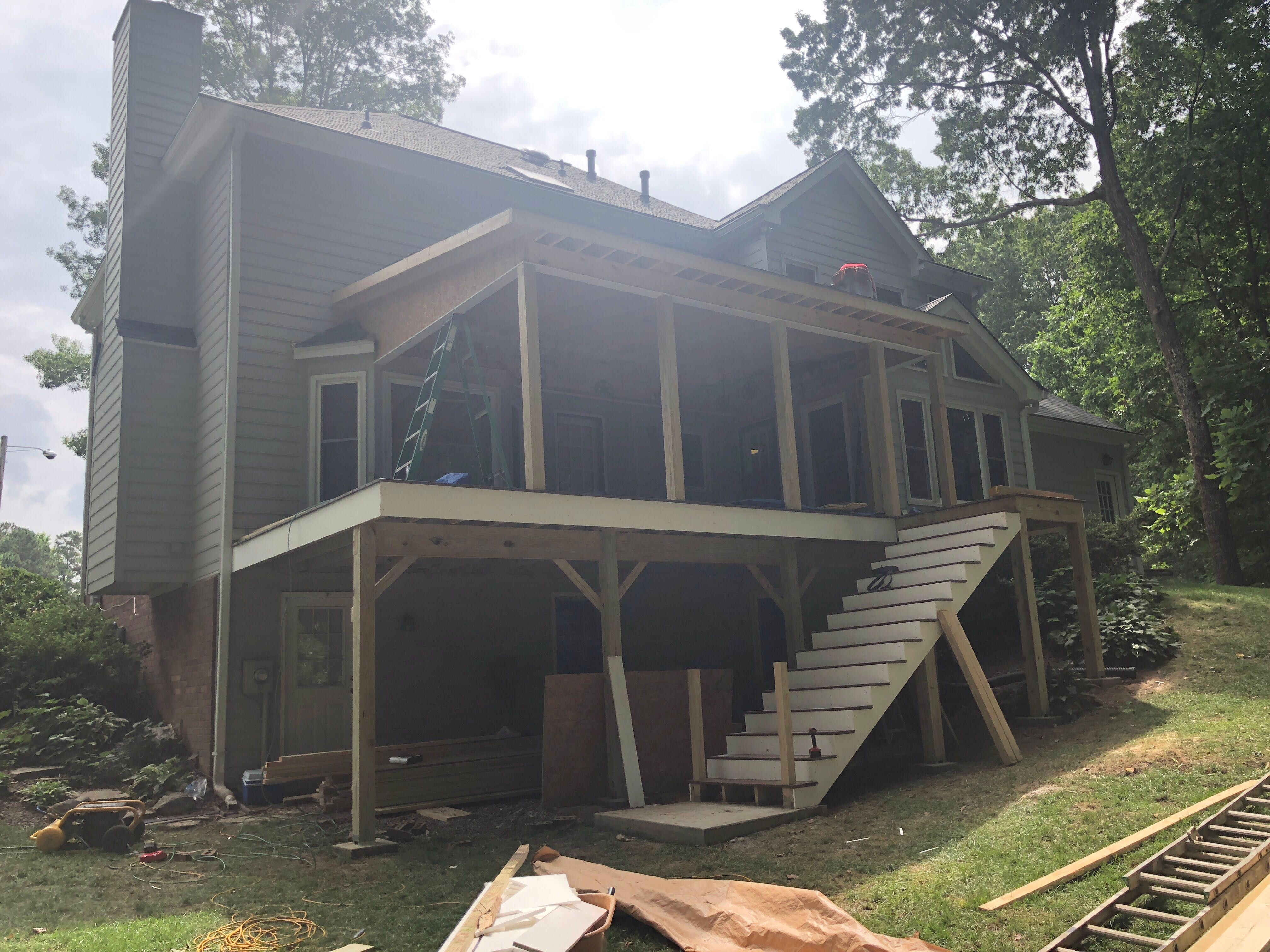 Elevated Wood Deck and Screened-In Porch Addition in Roswell by Swift Home Renovations