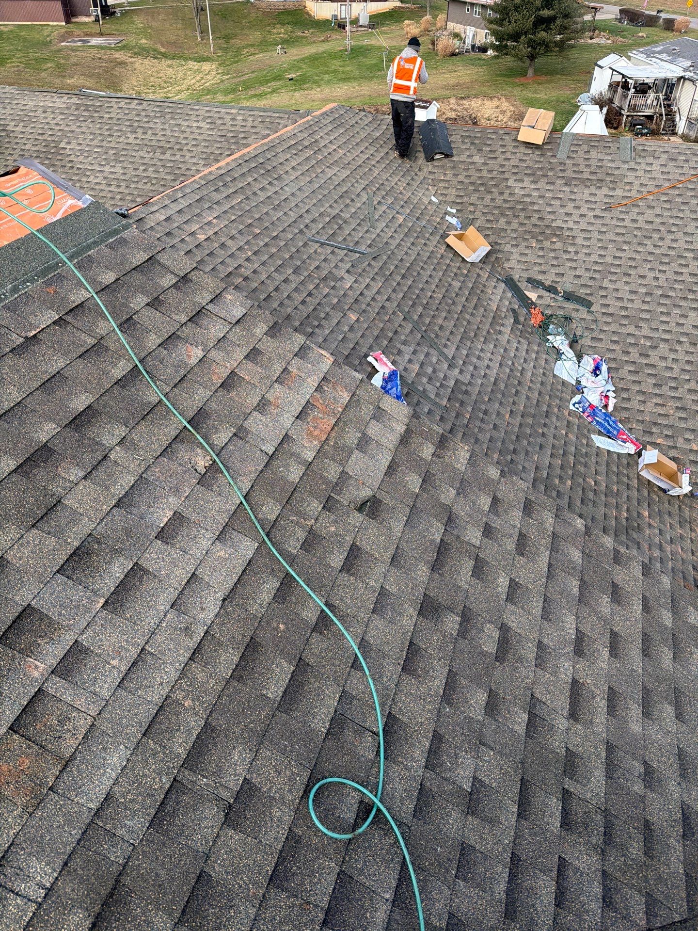 Residential Roofing Installation using GAF Timberline HDZ Weathered Wood by Rainstoppers Roofing