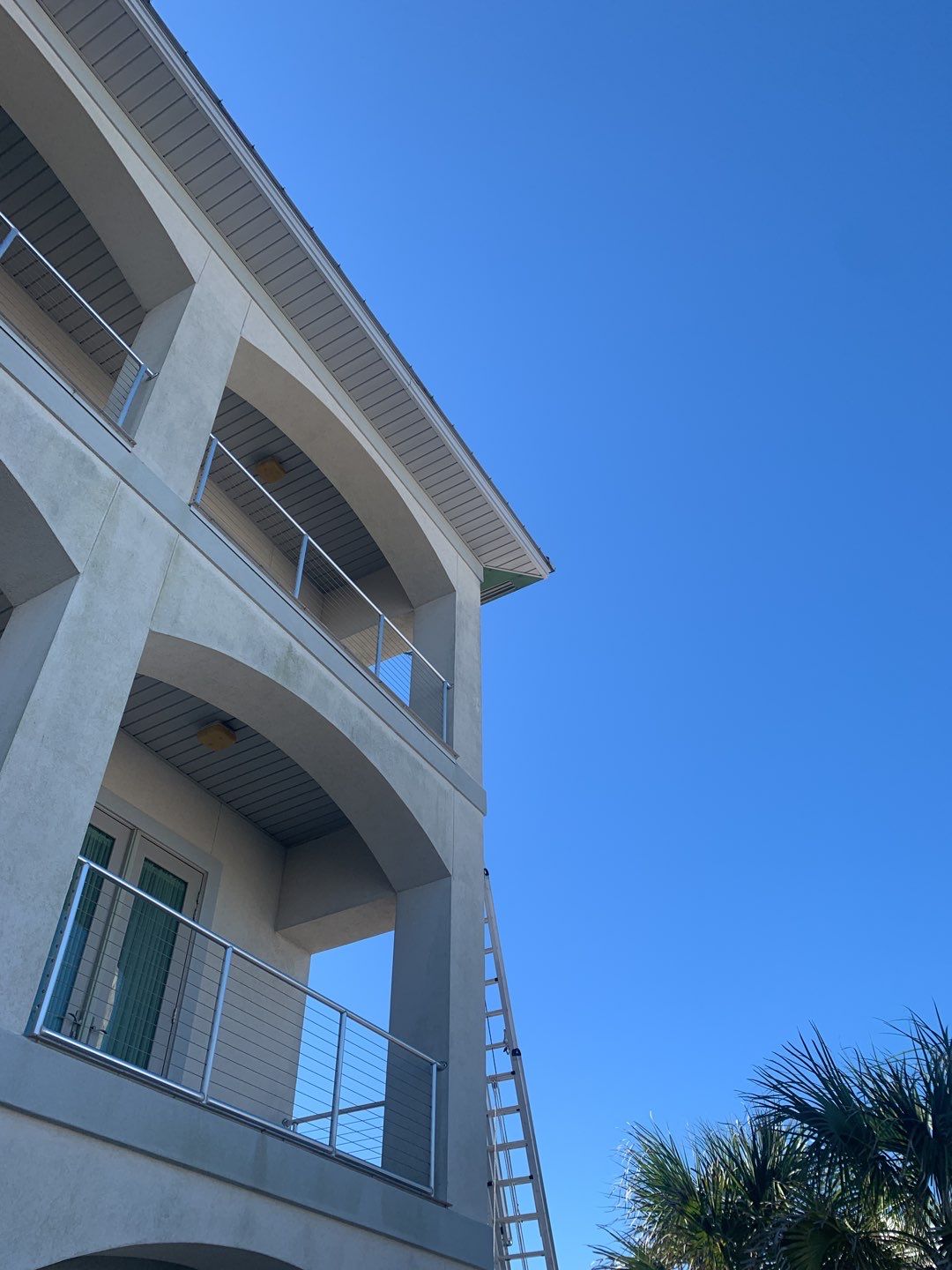 Soffit and Fascia Roof Replacement using 60' Ladders in Navarre by Gutter Professors