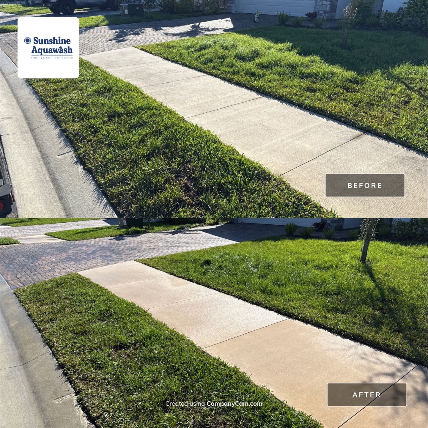Paver Driveway Cleaning, Oil Stain Removal & Sidewalk Cleaning in Trevesta – Palmetto, FL by Sunshine AquaWash