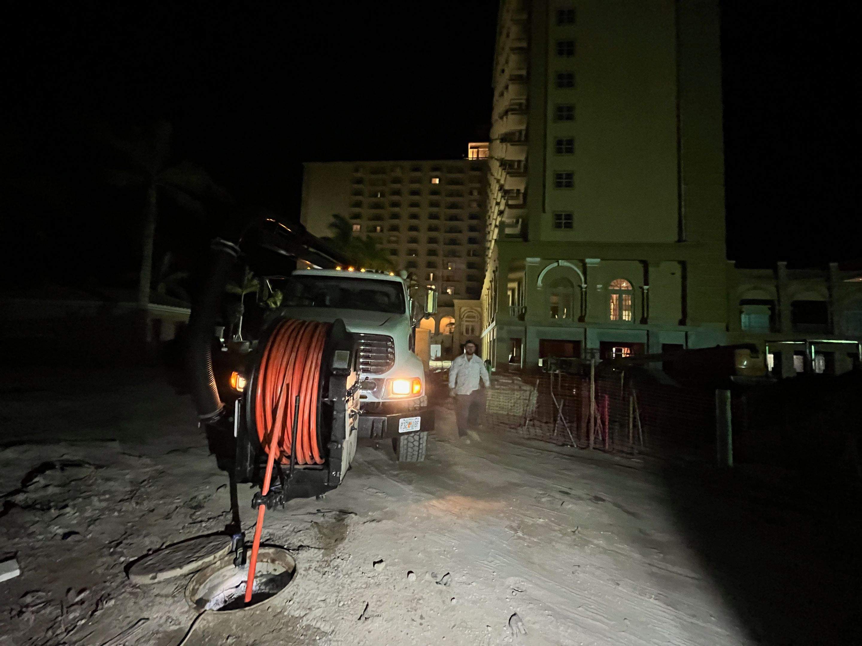 Ritz-Carlton S. Pool Deck & S. Service Rd Drain Cleaning by APS Power & Water